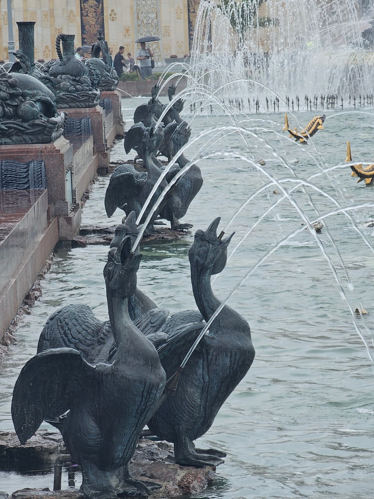 Rainy afternoon at VDNKh: fountains, pavilions, and Soviet-era grandeur