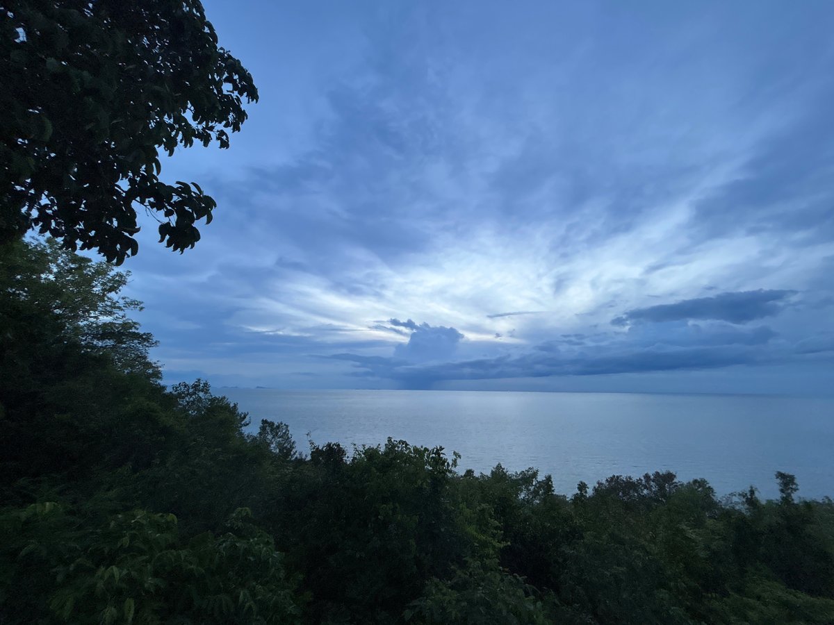 Overcast coastal twilight documented from elevated Ko Phangan viewpoint