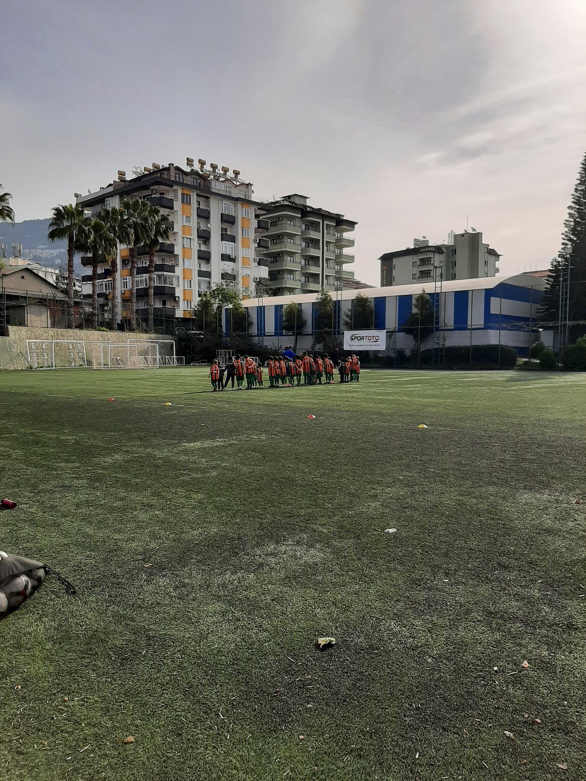 Morning scenes in Alanya: soccer practice and spilled coffee