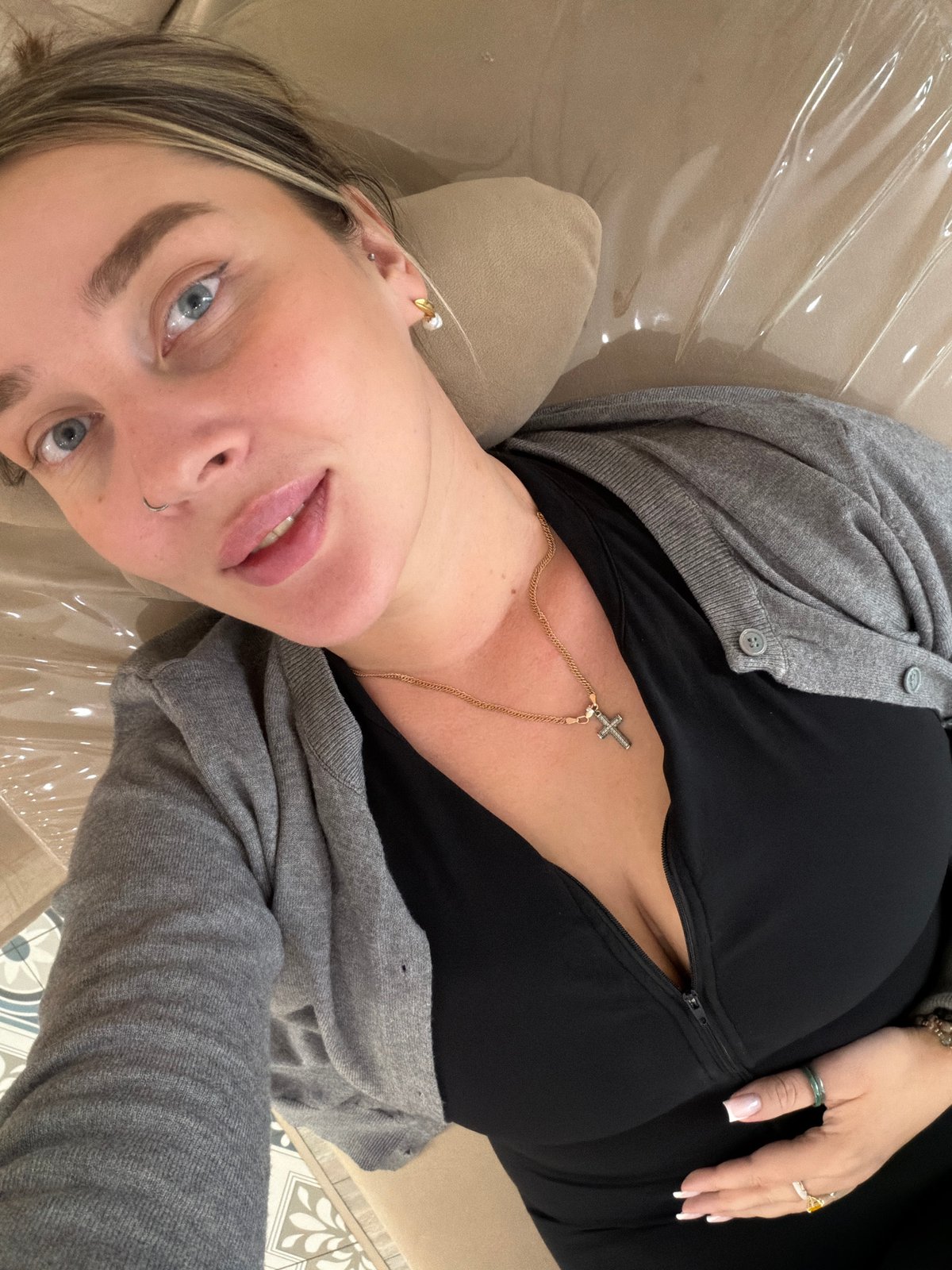 Woman photographed in casual indoor setting in Khimki
