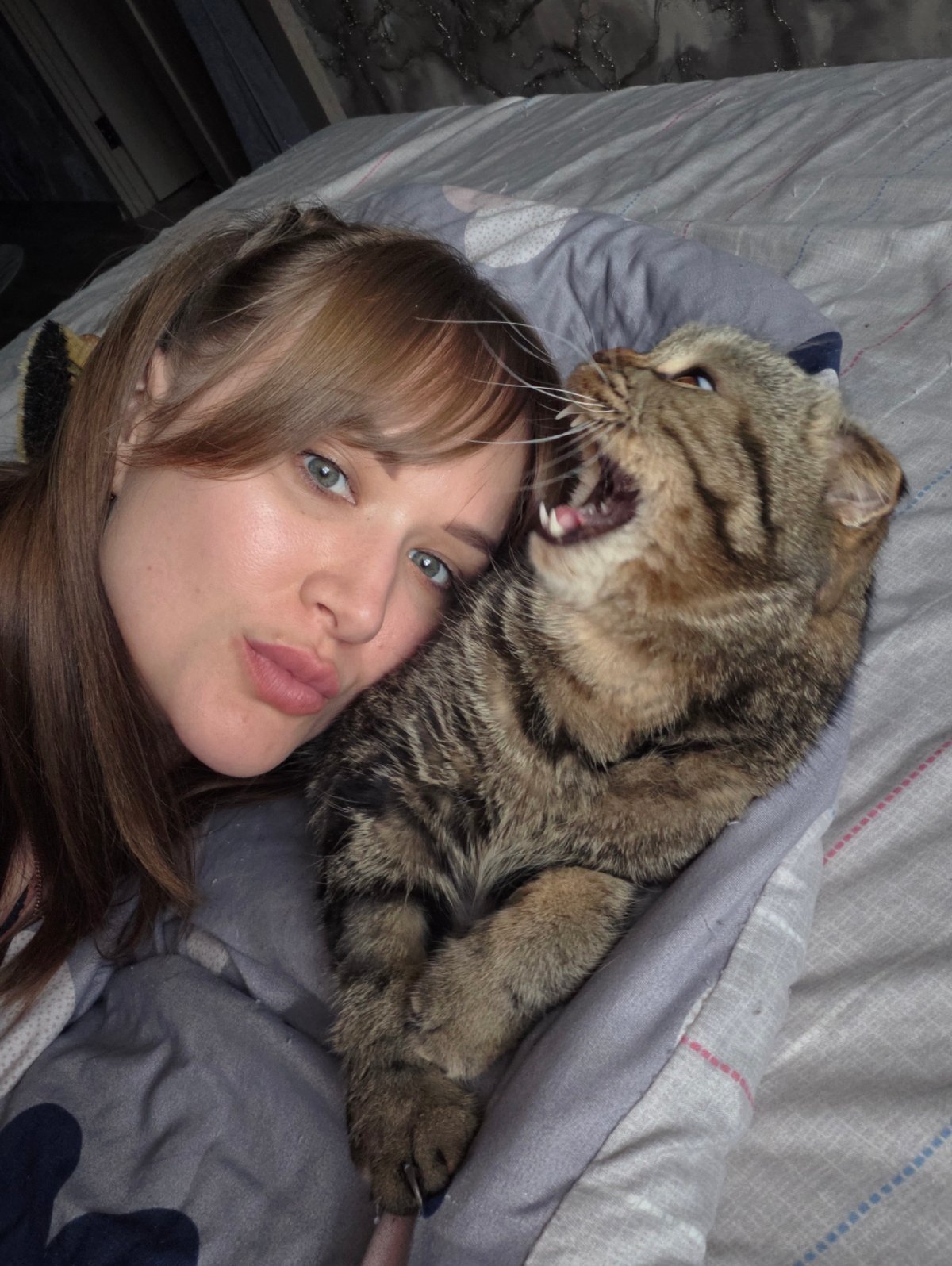 Lazy morning in Chaikovsky — cats, a selfie, and a horse