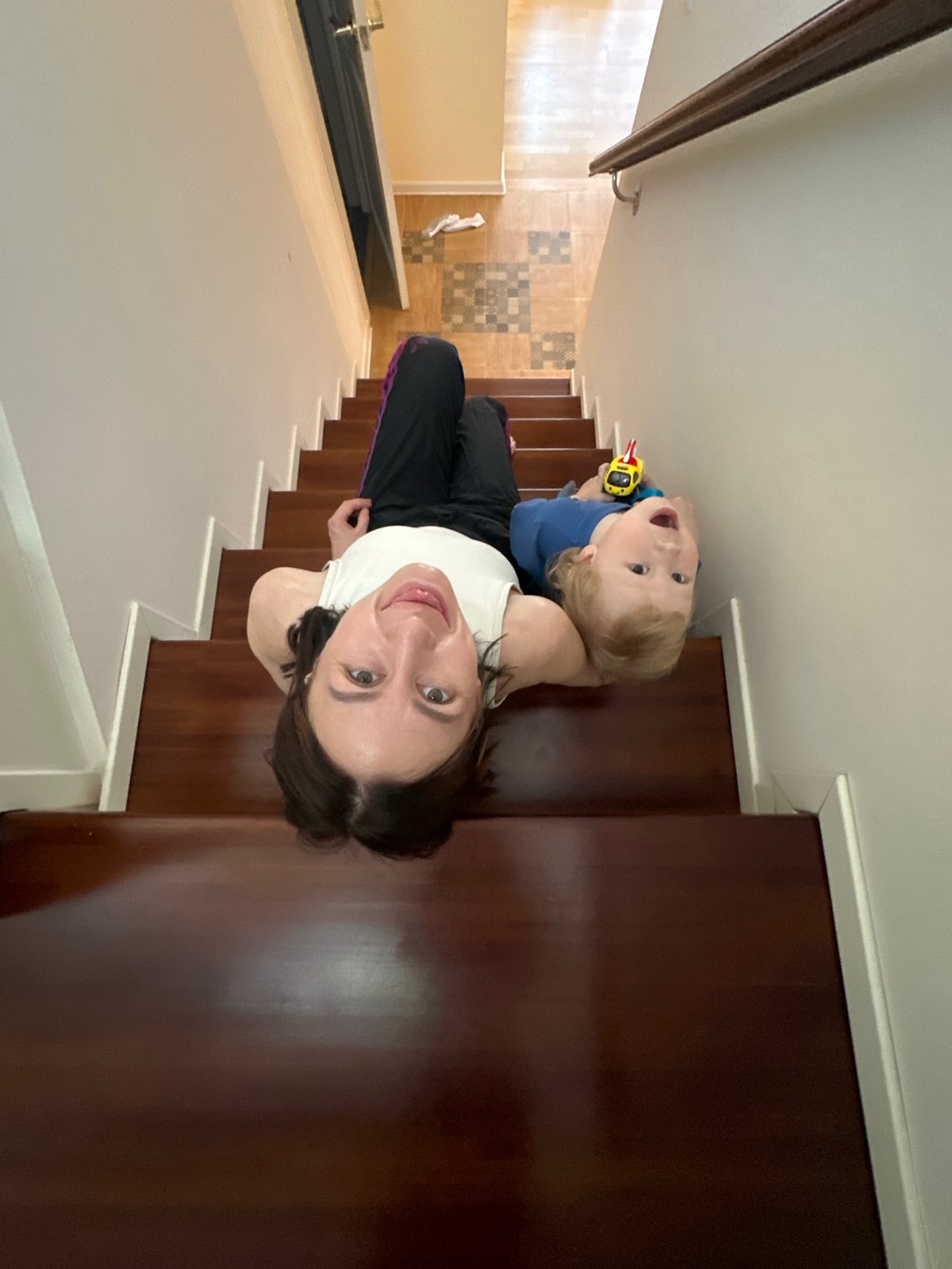 Mother and child's morning routine captured in Russian home