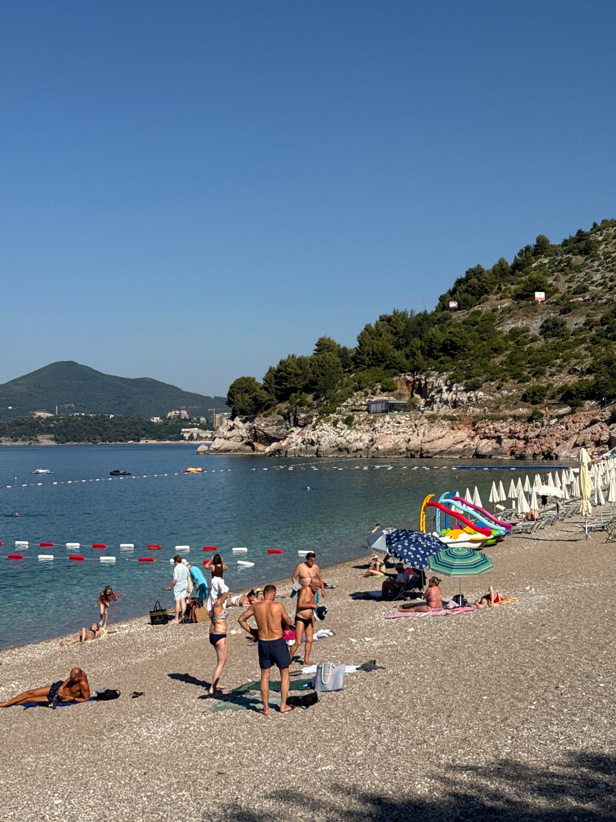 A busy summer morning at Kamenovo beach, Montenegro