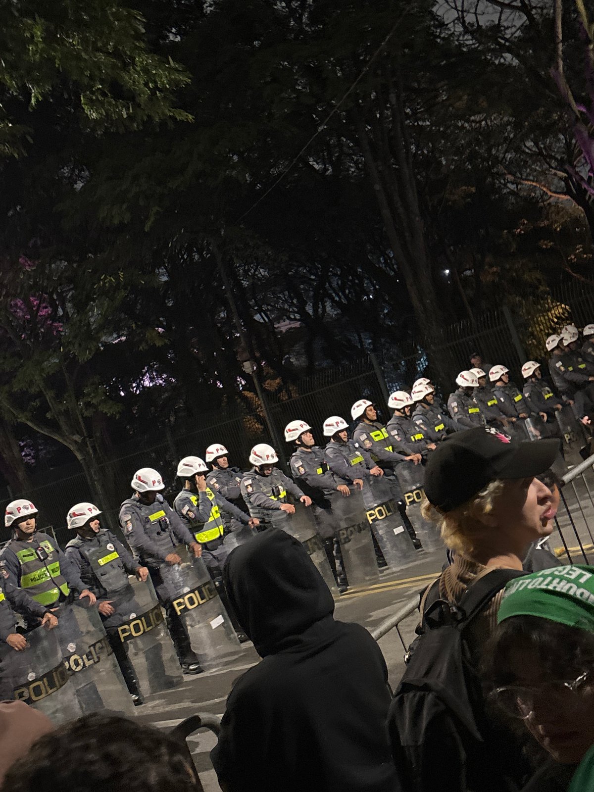 Riot police face crowd in nighttime São Paulo standoff
