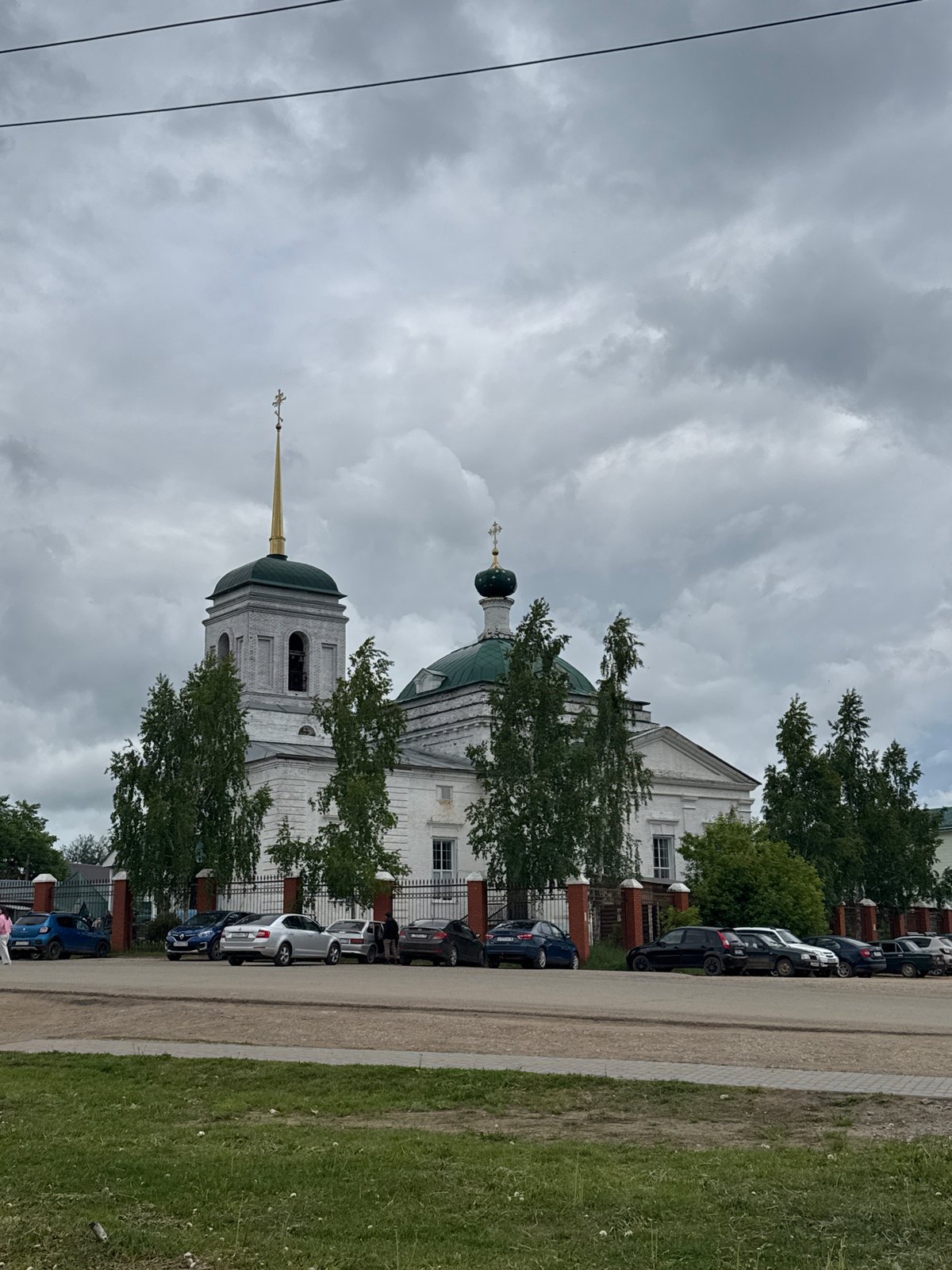 Orthodox church photographed under cloudy skies in Grakhovo, Russia