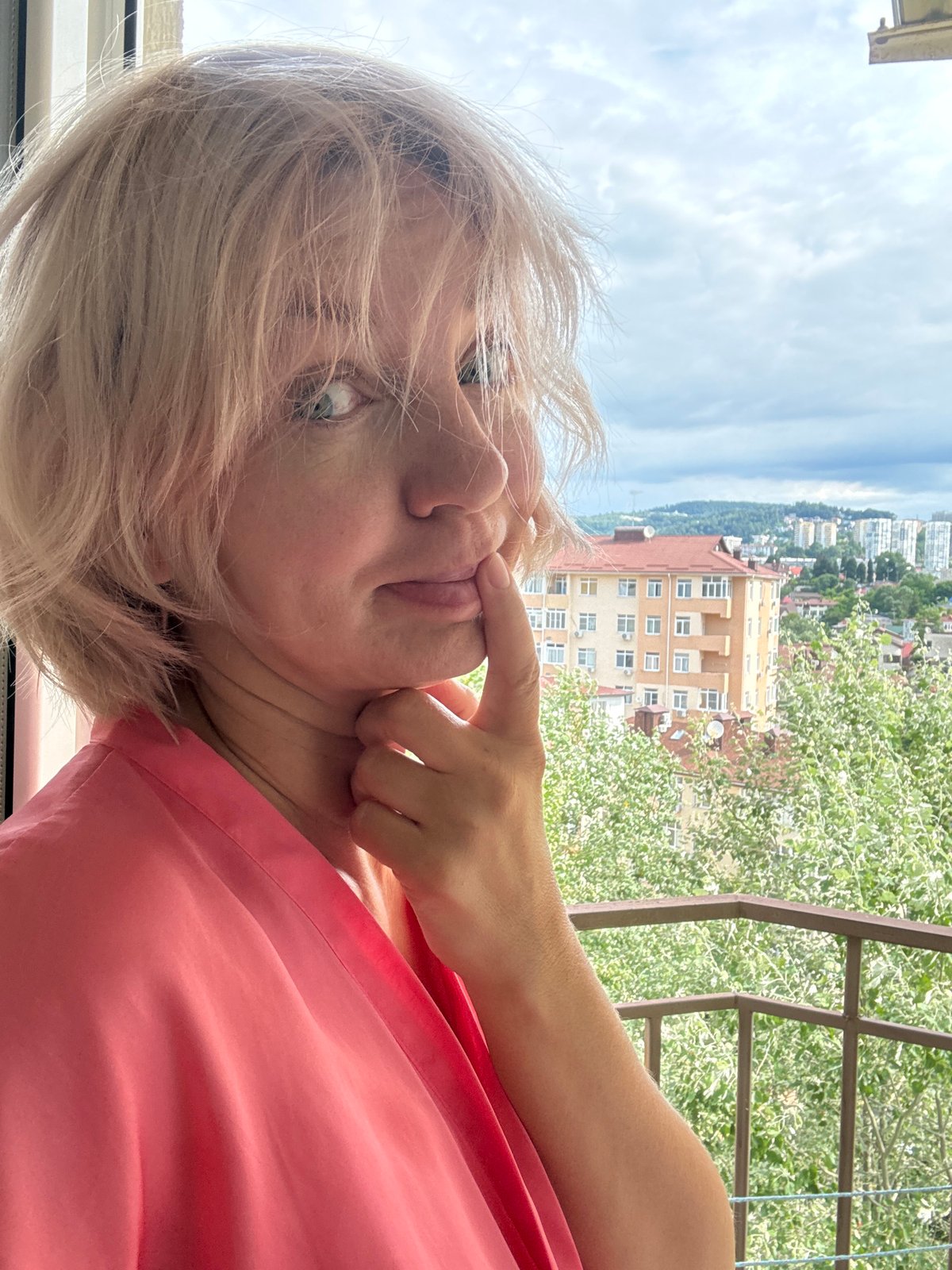 Morning balcony views over a cloudy Sochi skyline