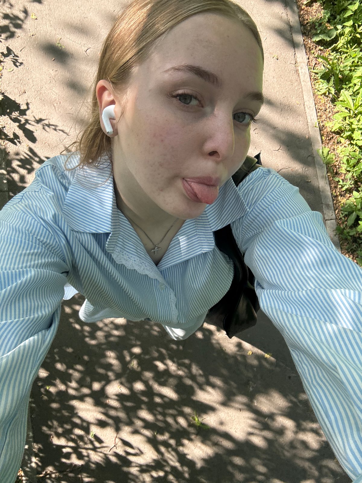 Woman takes early morning selfies around Perm, Russia