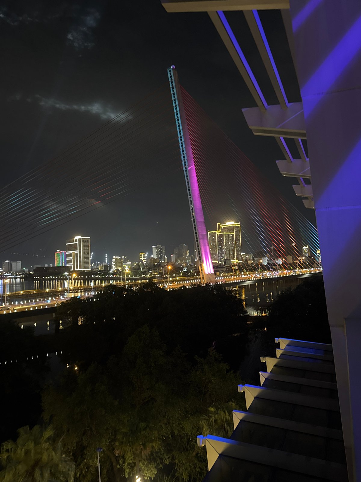 Tourist captures mixed scenes around Đà Nẵng's illuminated bridge district