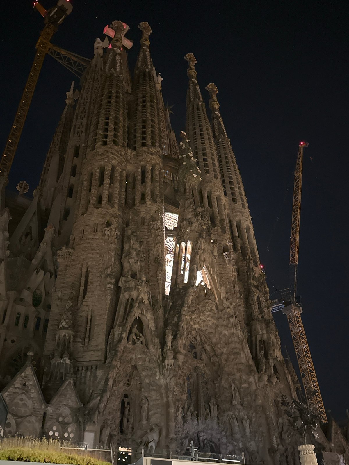Sagrada Familia photographed under night illumination in Barcelona