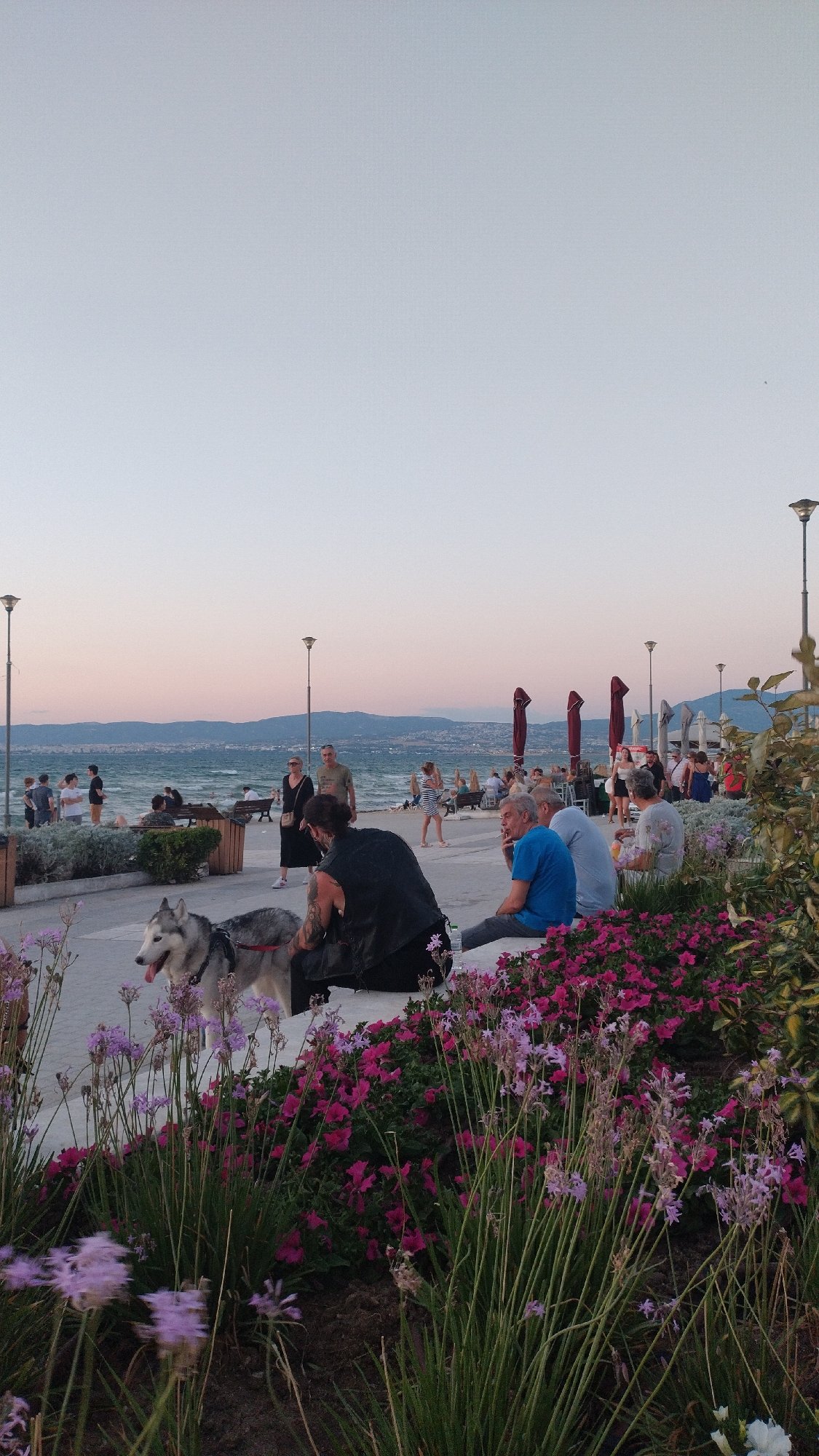 Sunset hour along Perea's waterfront promenade