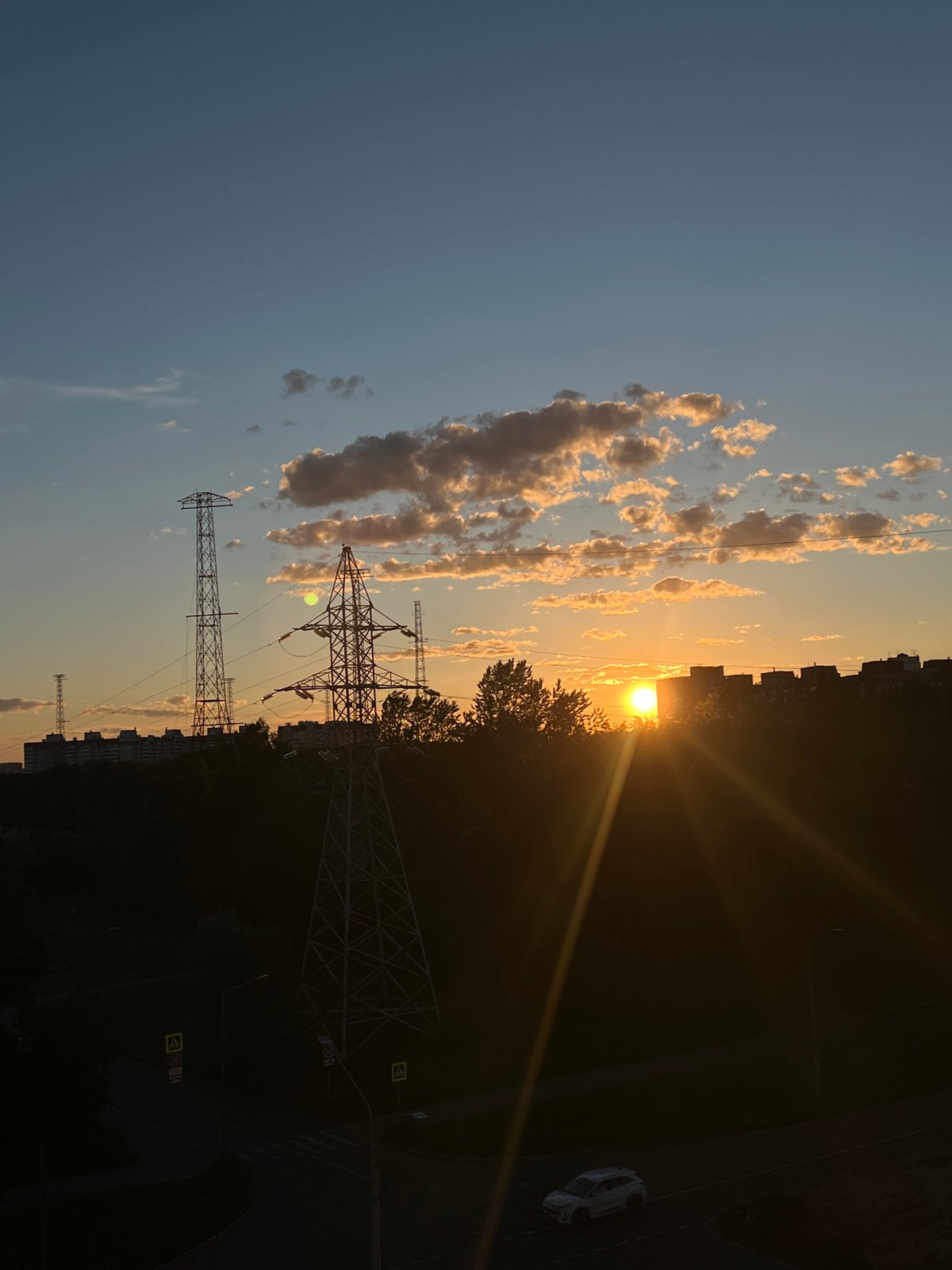 Golden hour settles over Shushary's industrial outskirts