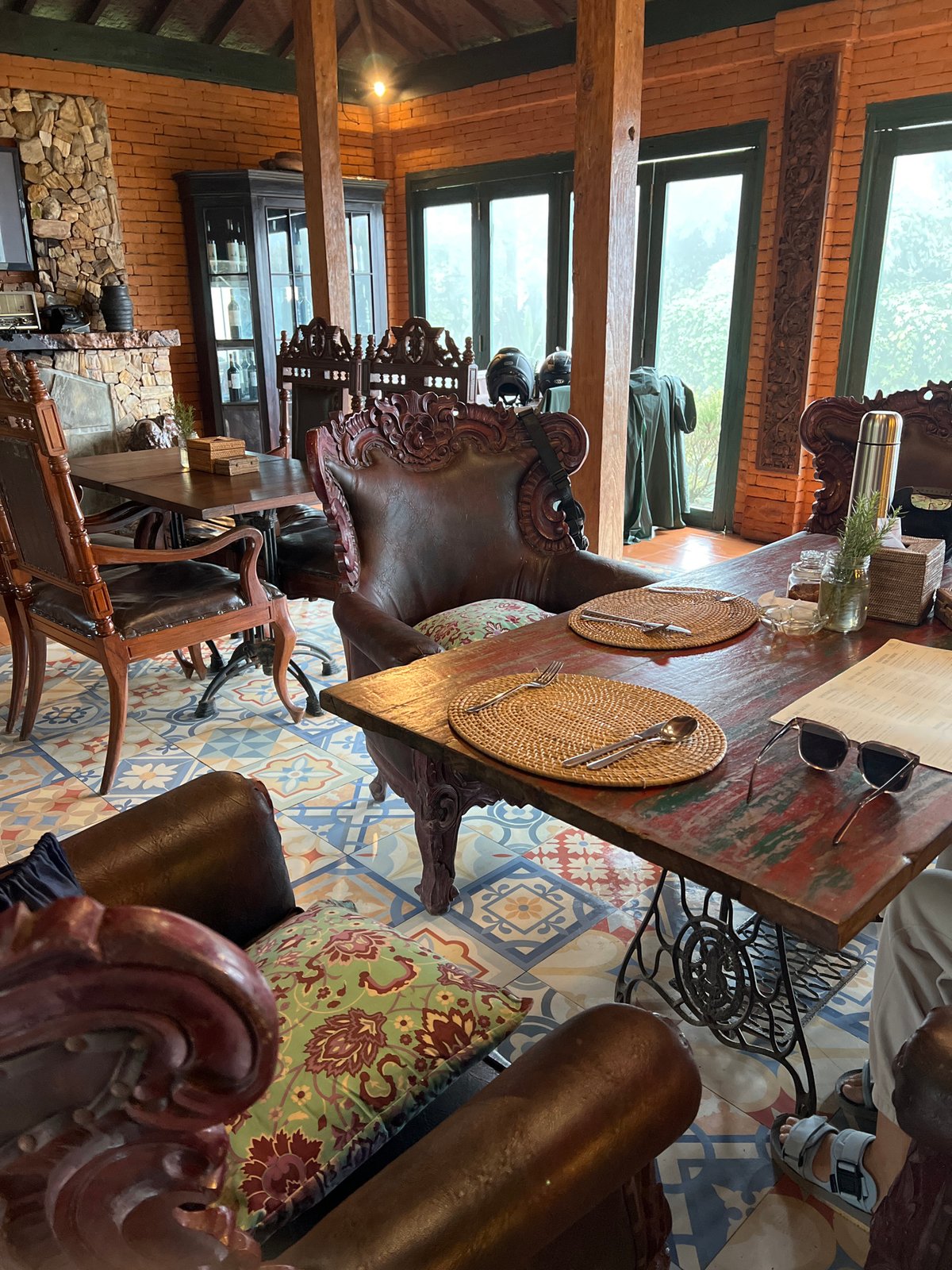 Restaurant interior and selfie captured in Indonesia