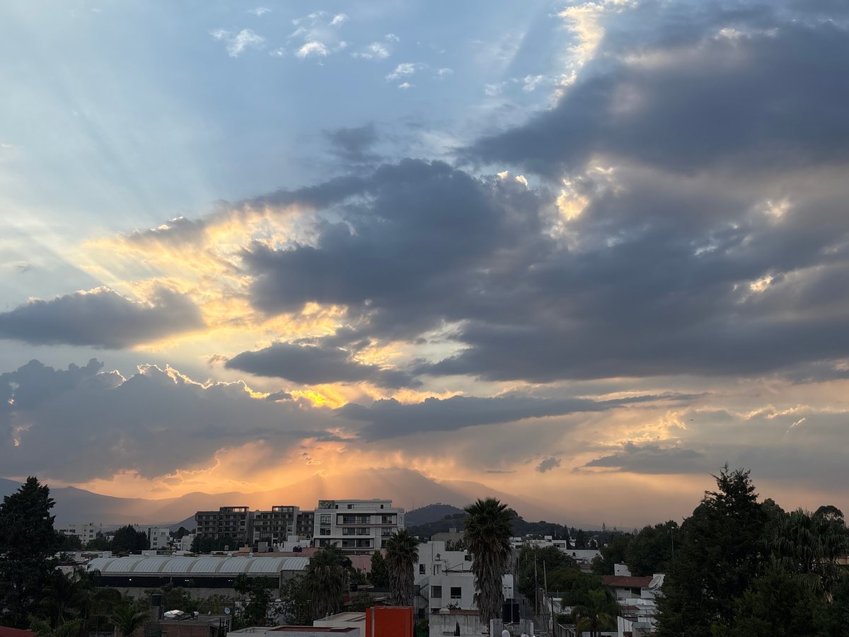 Dramatic clouded sky observed over San Andrés Cholula, Mexico