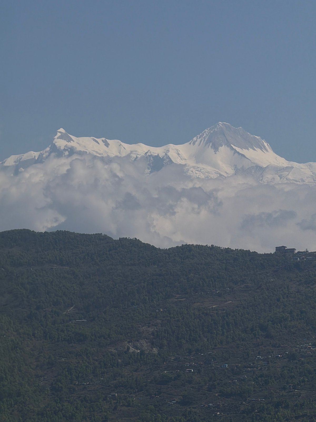 Morning mountain and valley scenes documented in Pokhara, Nepal