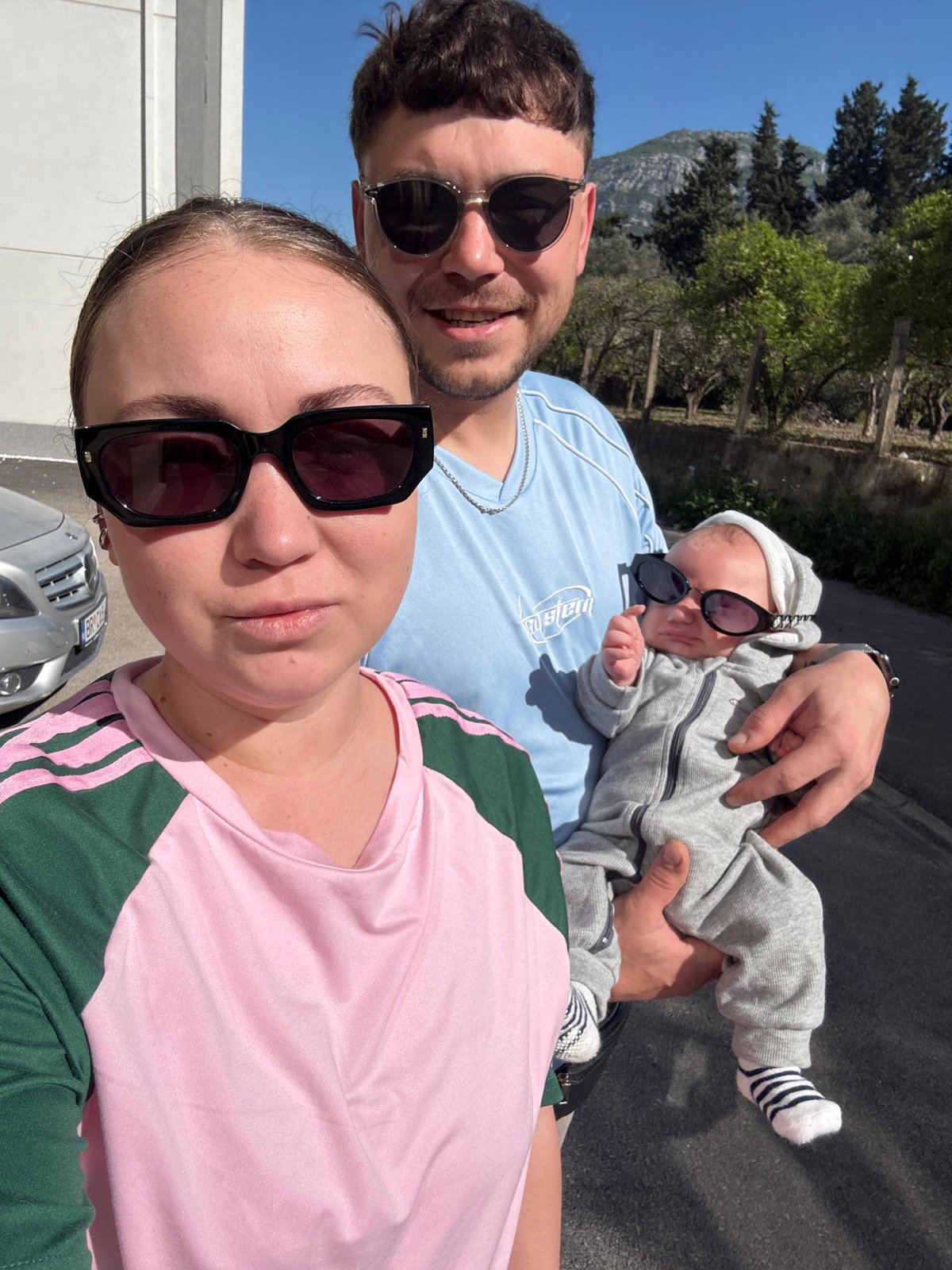 Family takes morning photos around Bar, Montenegro