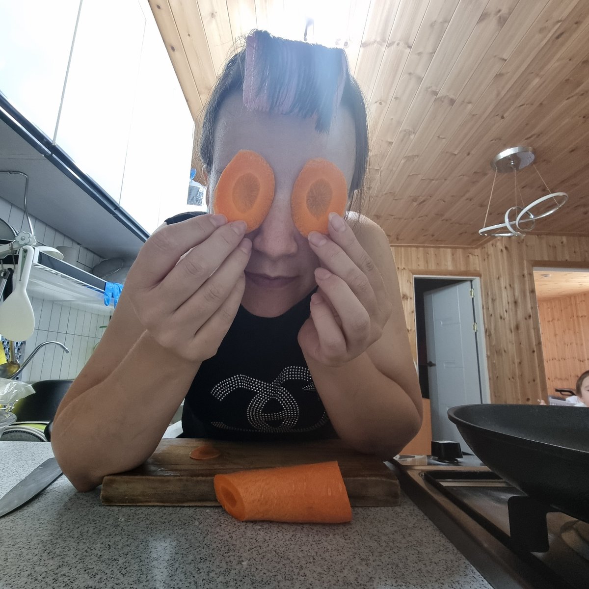 Burger-making gets silly with food held up as eye props