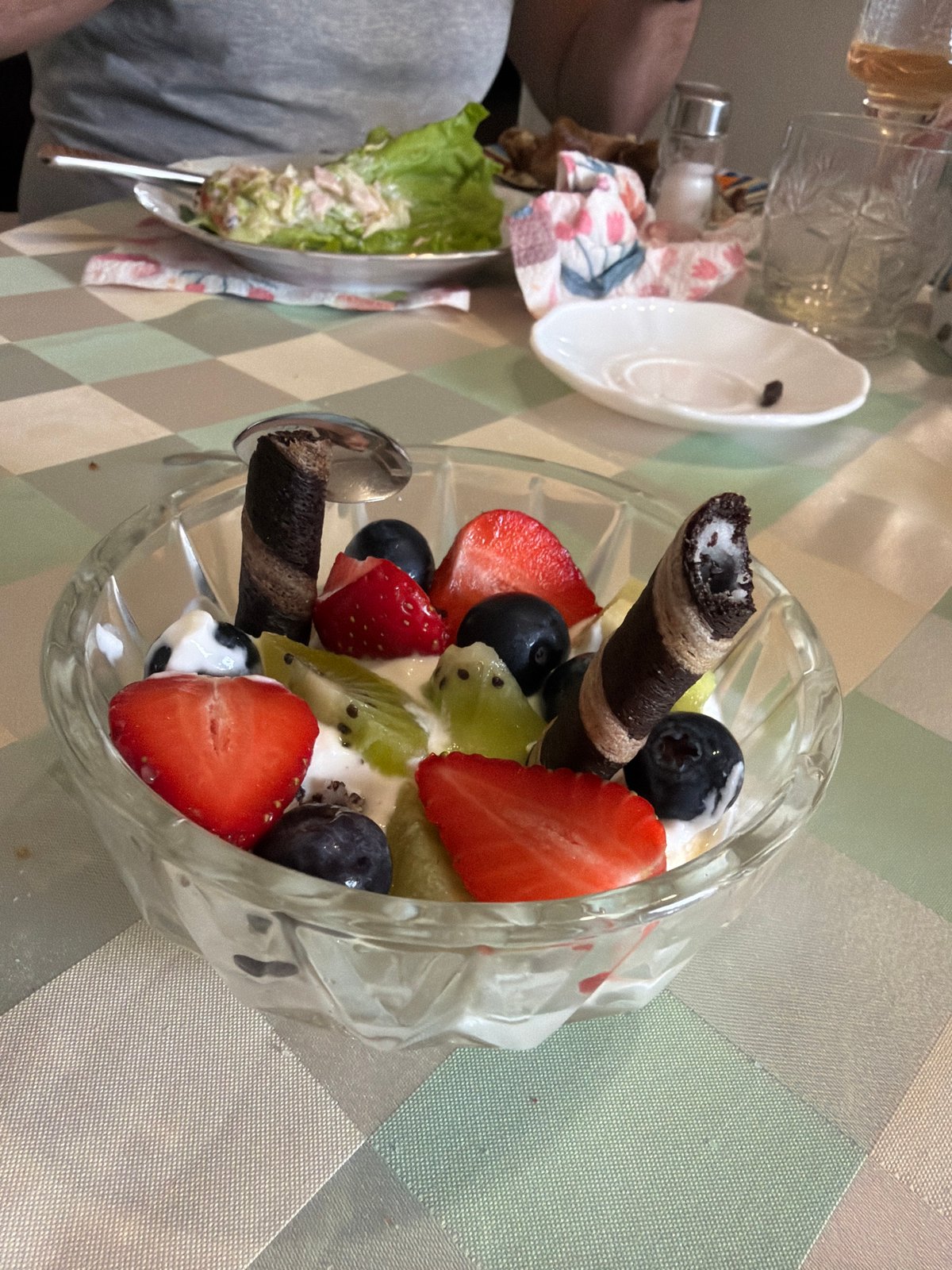 Fruit dessert enjoyed in Gabrovo café morning