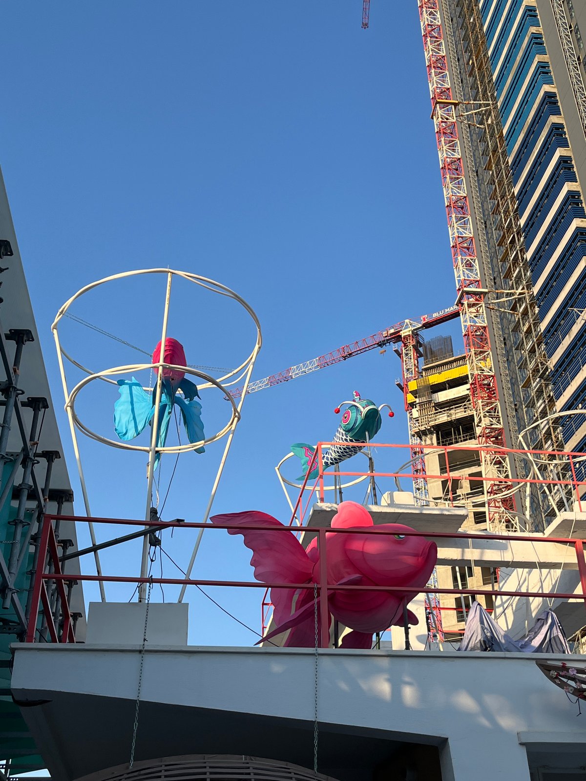 Outdoor market event with inflatable whale draws crowds in Limassol
