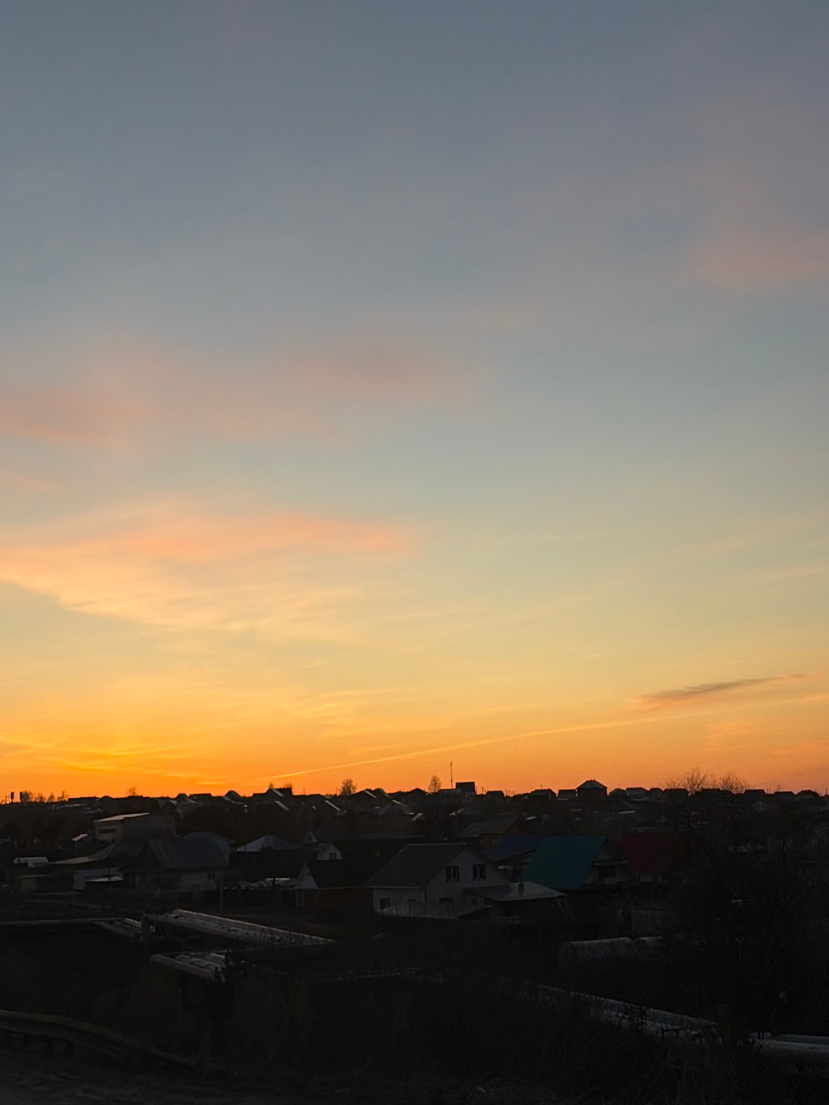 Sunset captured over rural Ольховка, Russia landscape
