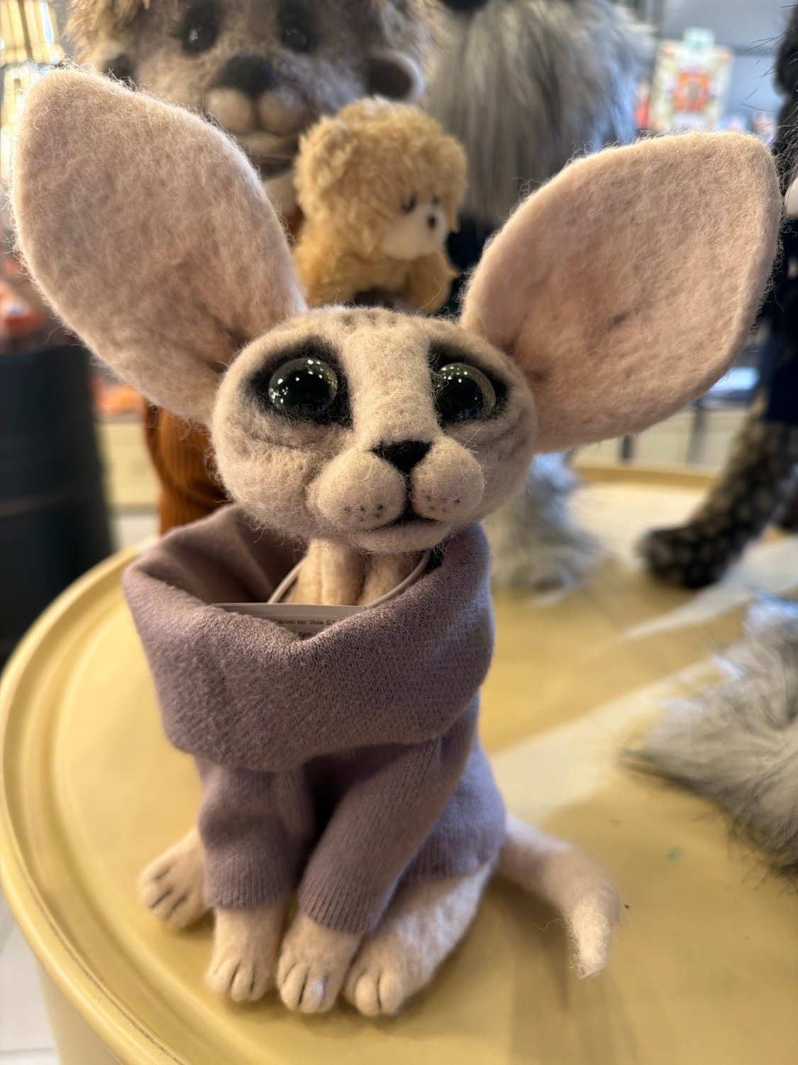 Handcrafted animal toys displayed at Saint Petersburg retail location