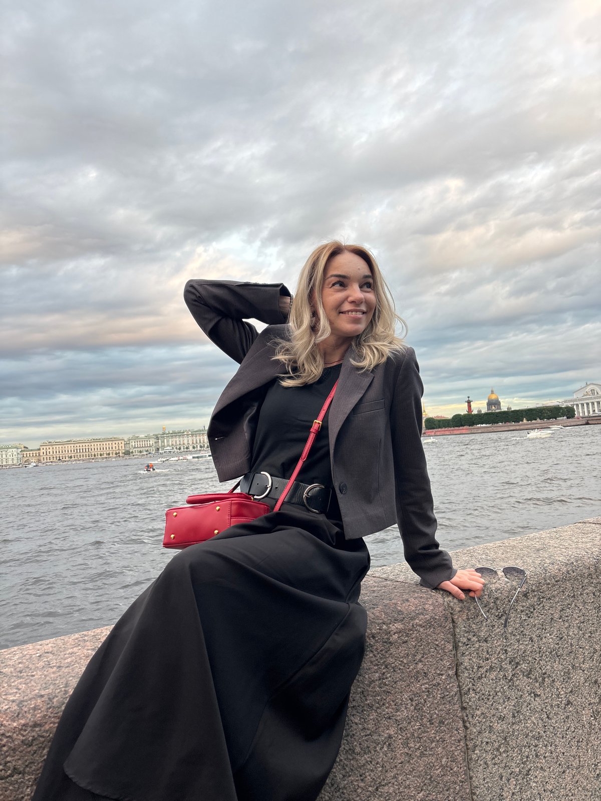 Motorcycle meetup and riverside life along the Neva at sunset