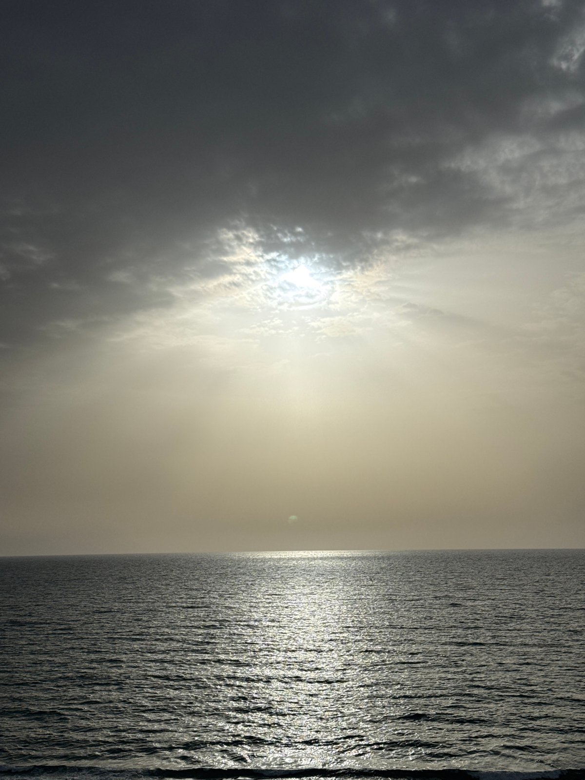 Cloudy afternoon seascape observed along Tel Aviv coast