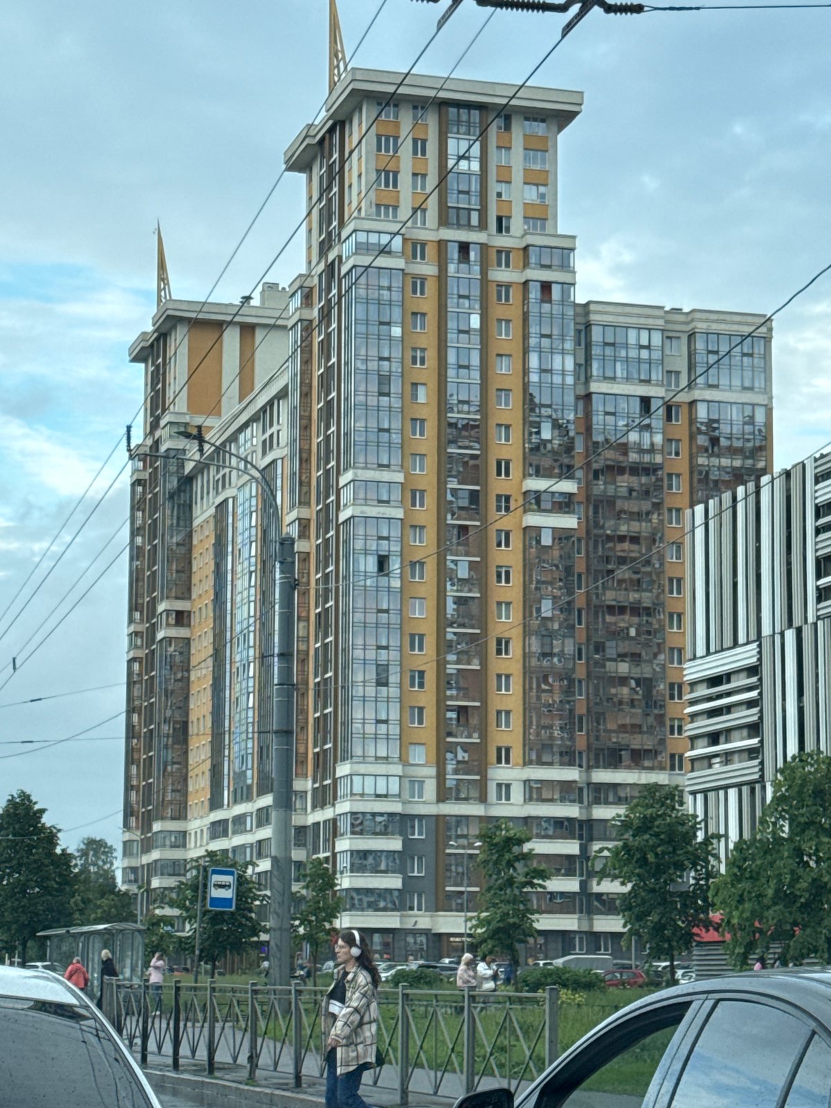 Saint Petersburg cityscape mixing modern towers and Orthodox church