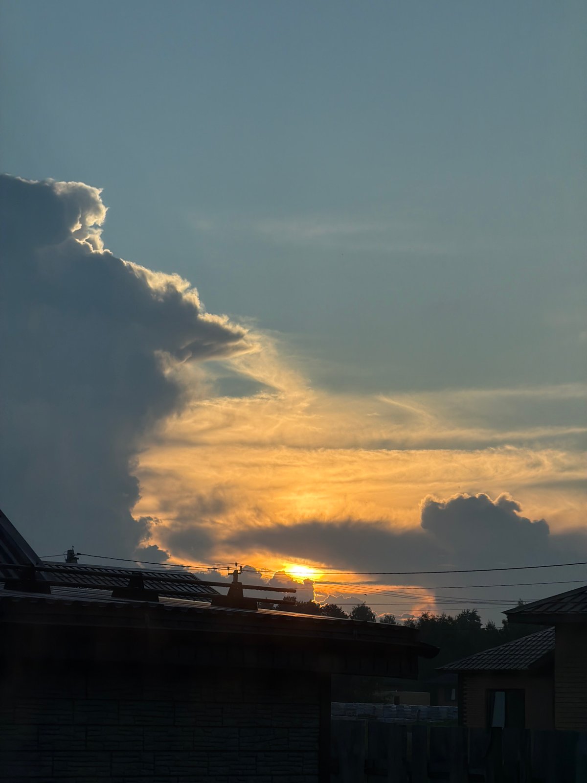Evening drive through Chaikovsky during dramatic sunset