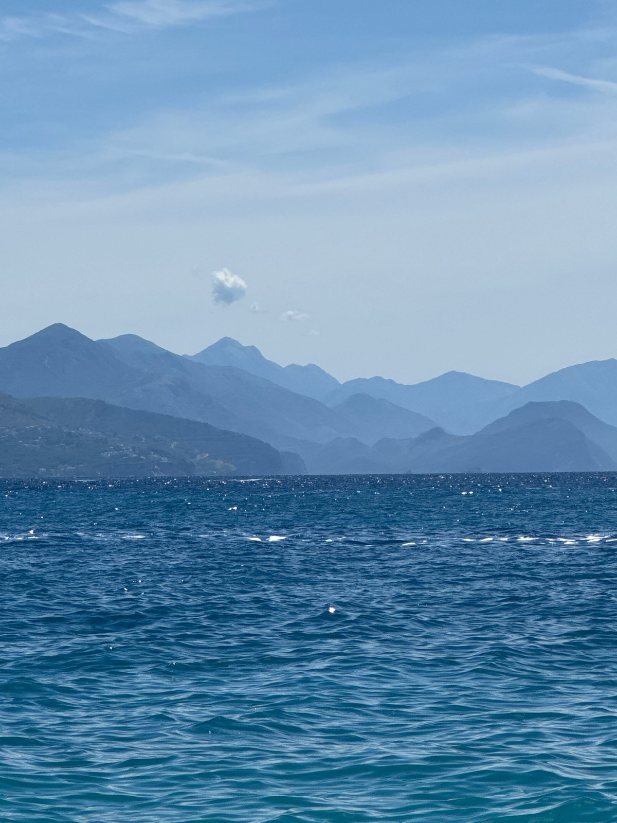 Adriatic morning at a pebble beach in Prijevor, Montenegro