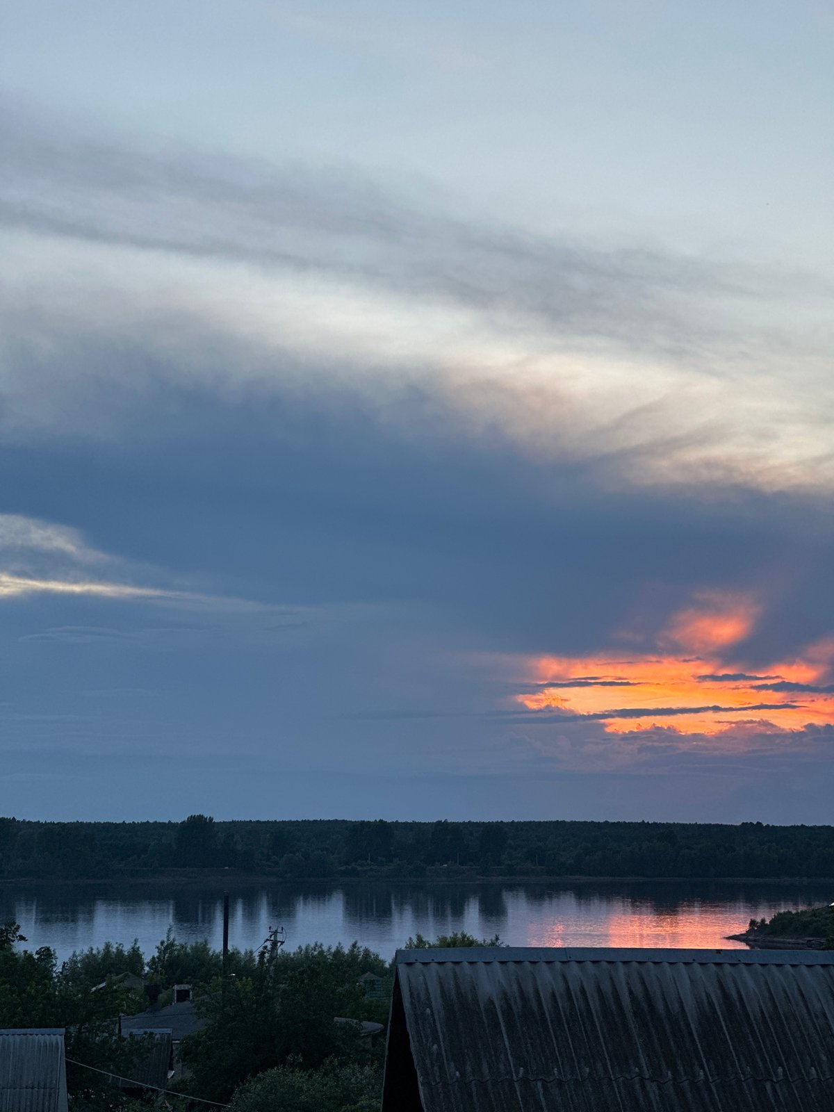 Sunset sequence captured over Kama River in Chaikovsky, Russia