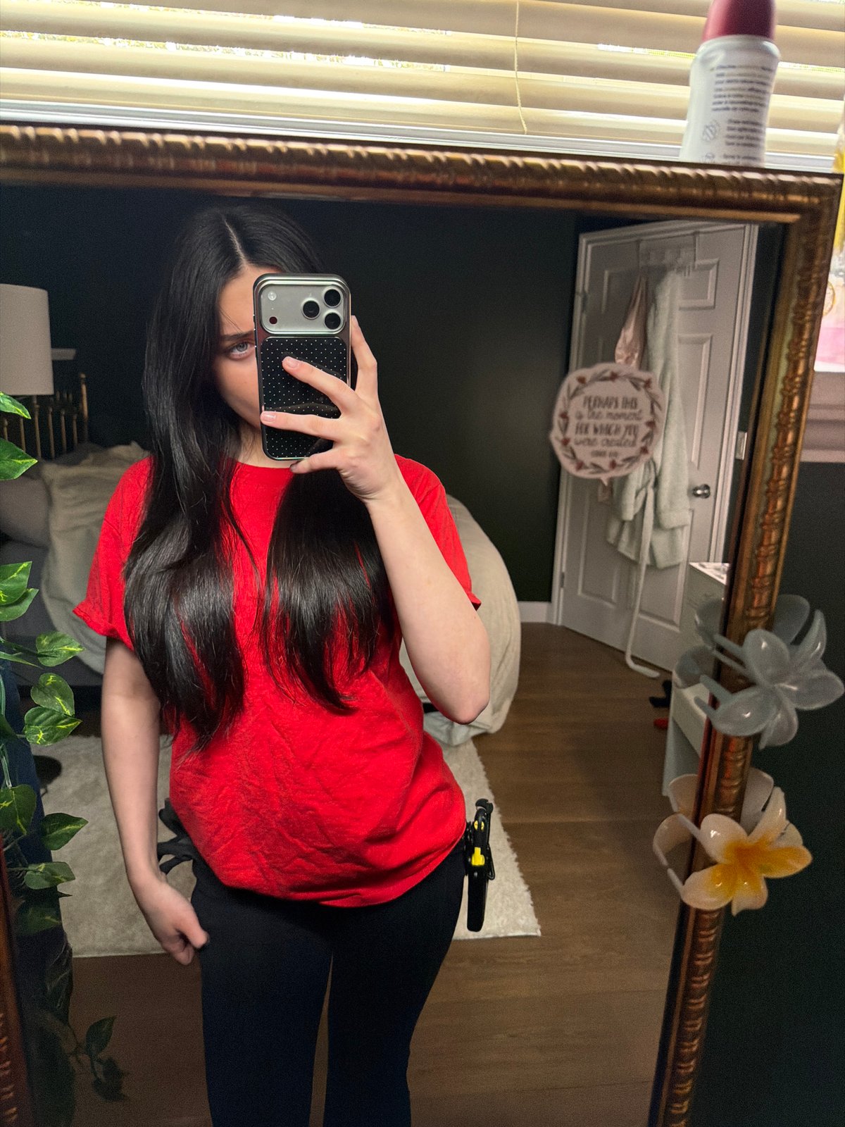 Evening at home in Leduc: bedroom selfies and a BMW in the driveway