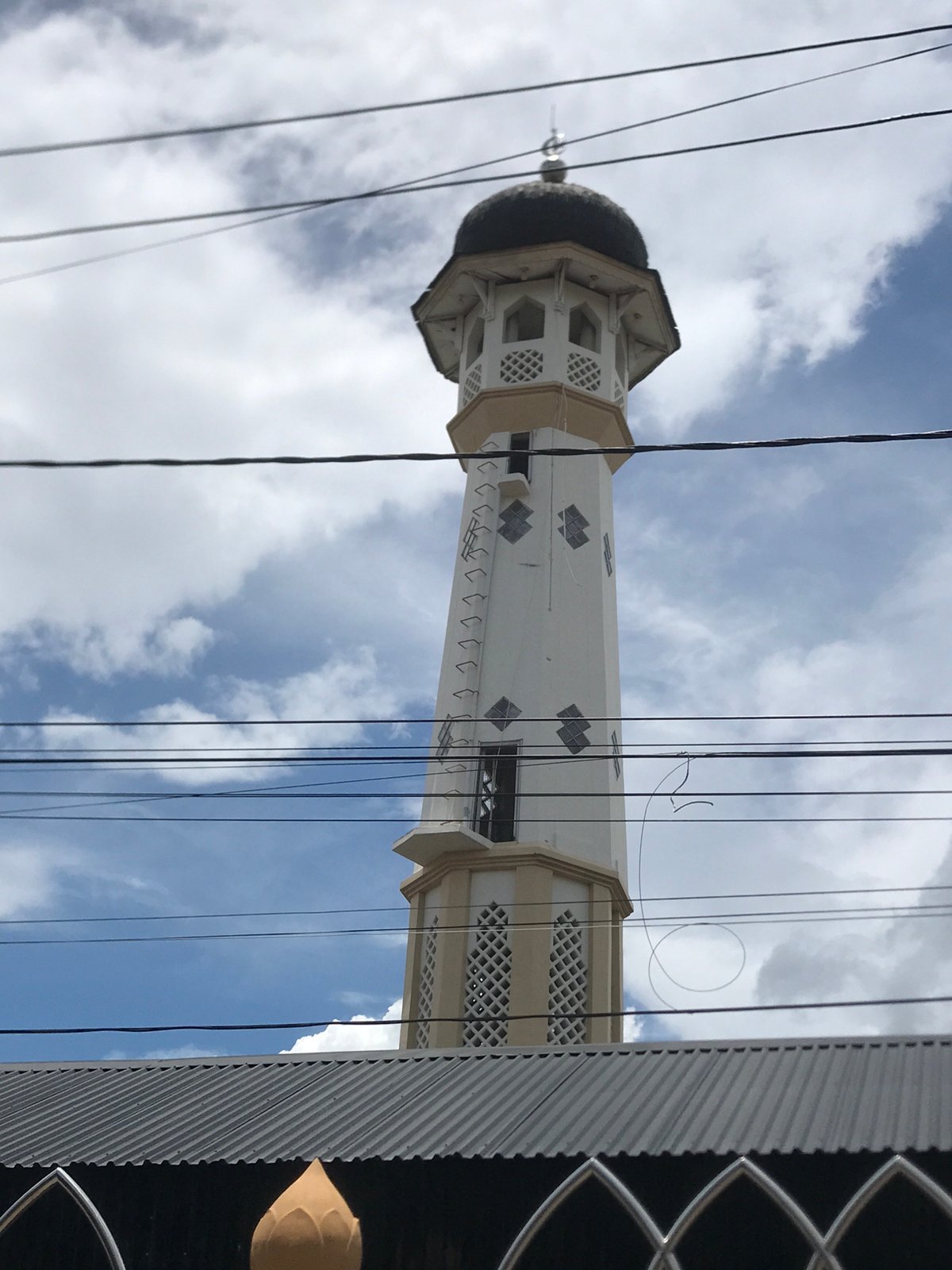 Mosque minaret documented in Lhokseumawe, Indonesia