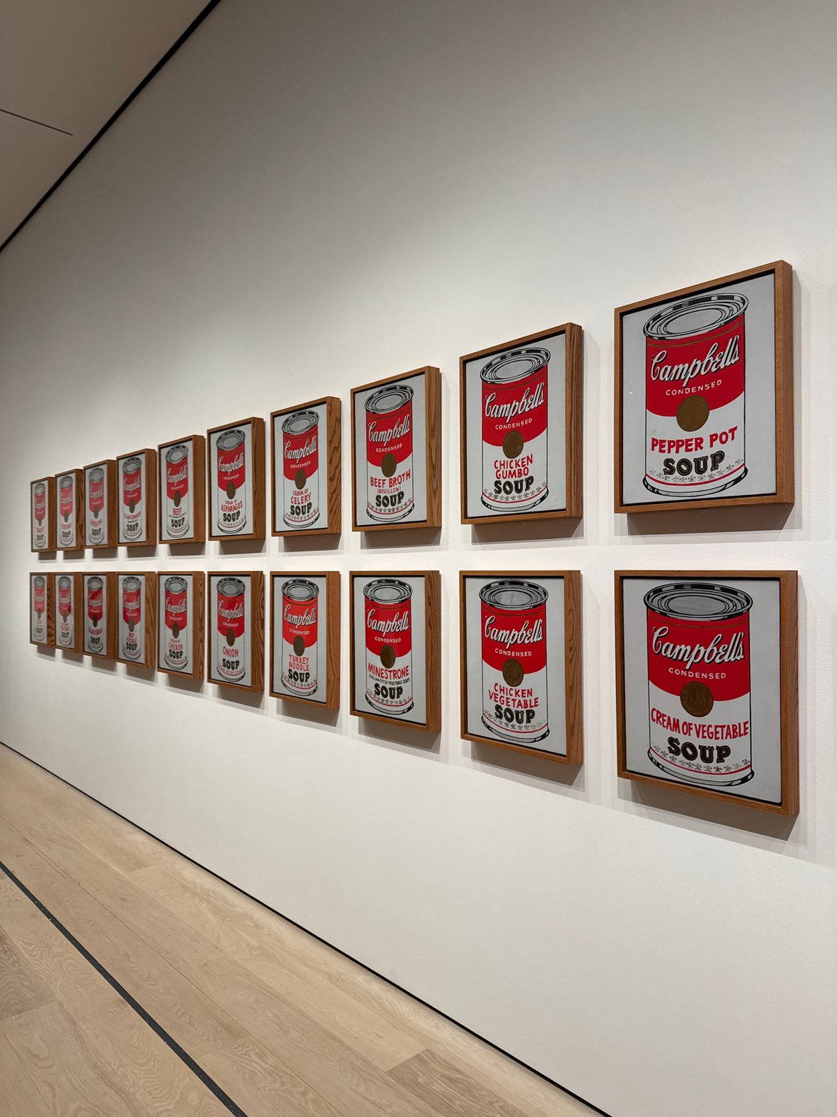 Warhol Campbell's Soup Cans prints displayed in New York gallery