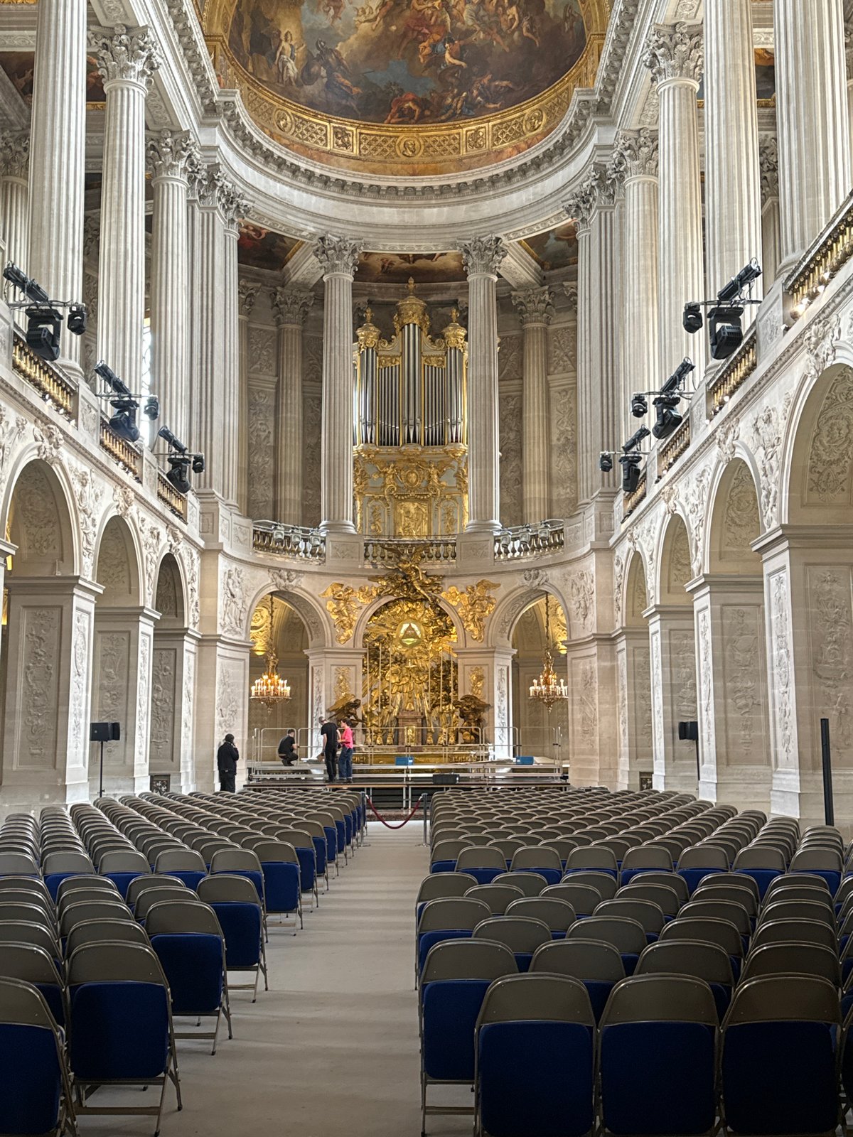 Tourist captures Palace of Versailles interior and garden views
