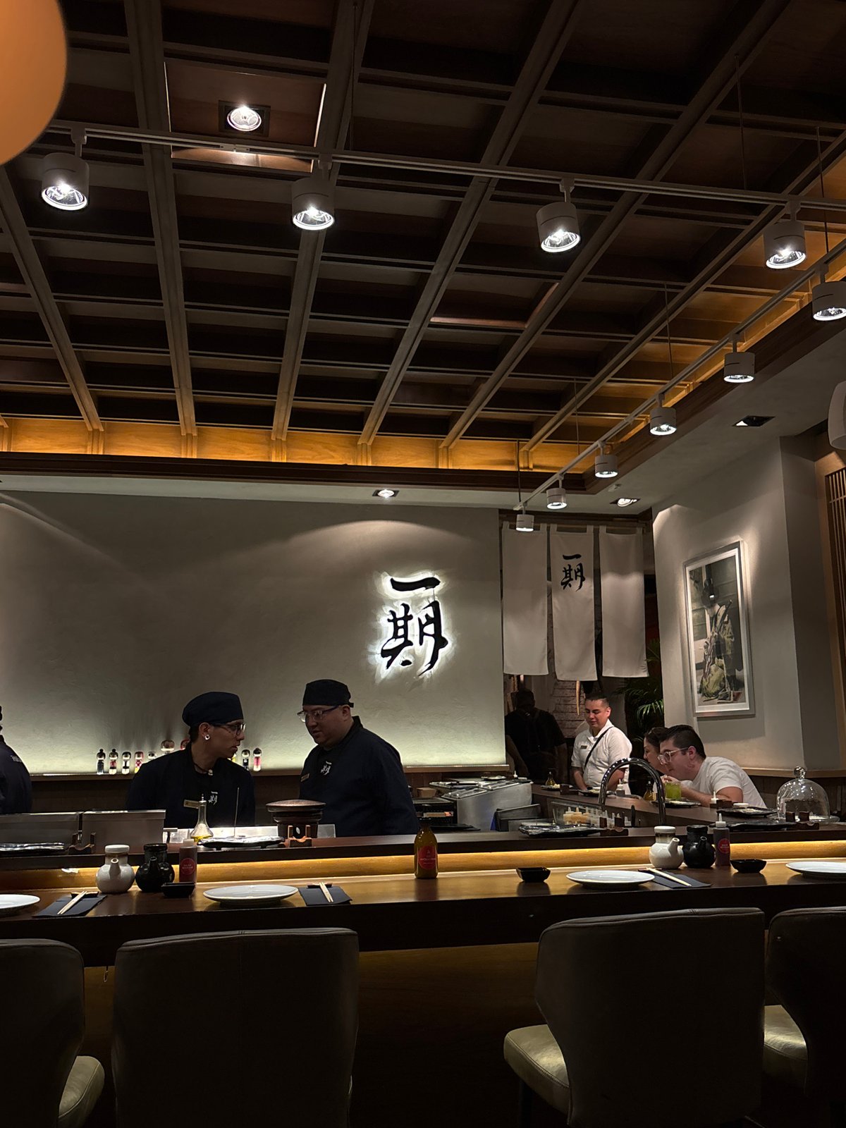 Evening scene captured at Japanese sushi restaurant in Mexico City
