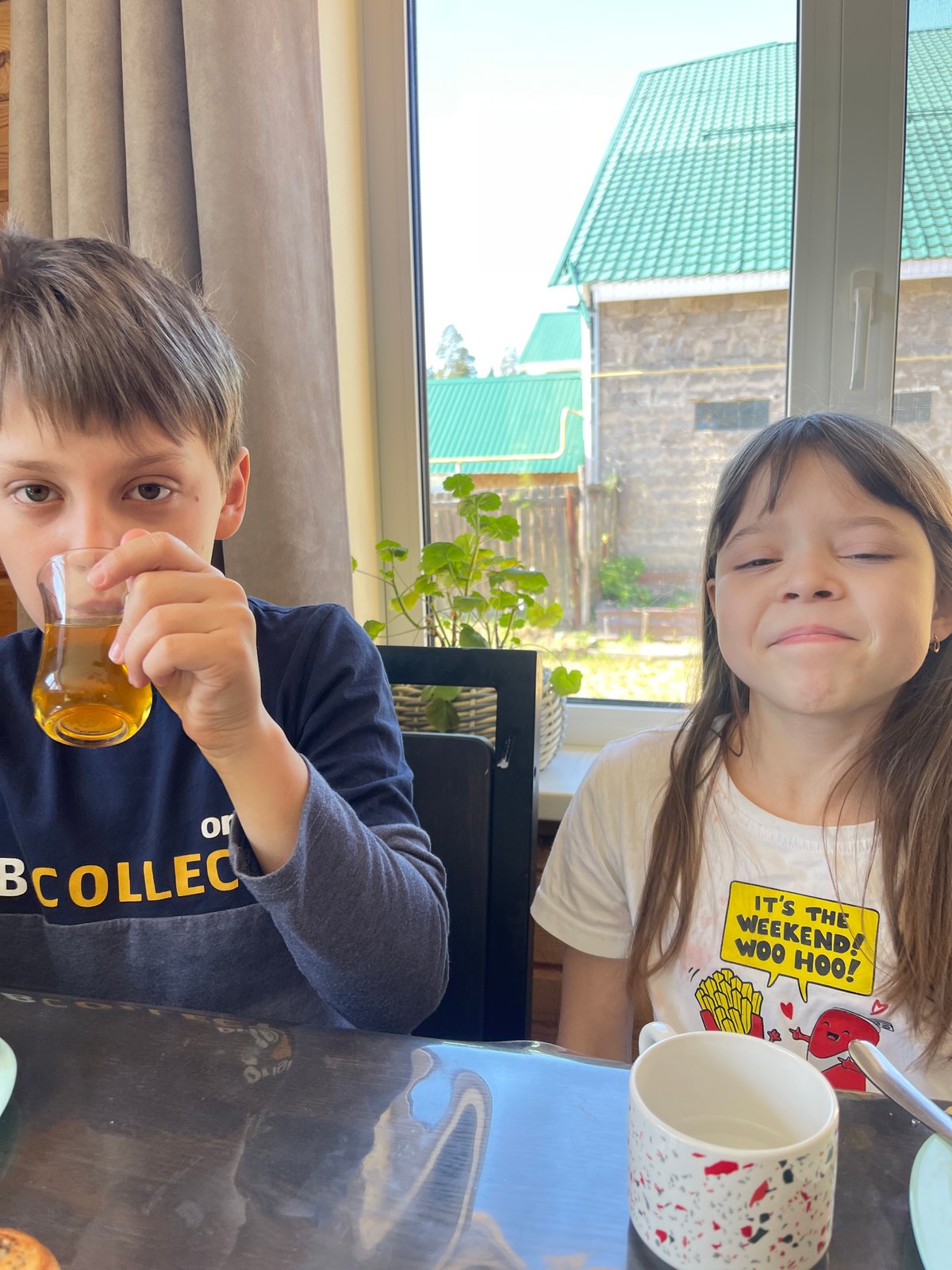 Family breakfast and forest walk in Chaikovsky, Russia