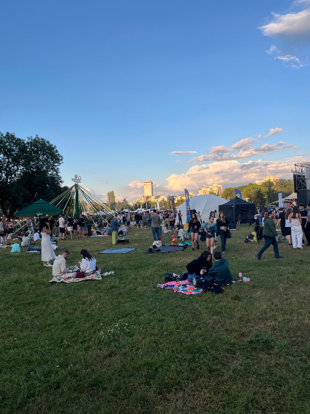Outdoor park event in Sofia with a mobile library and costume characters