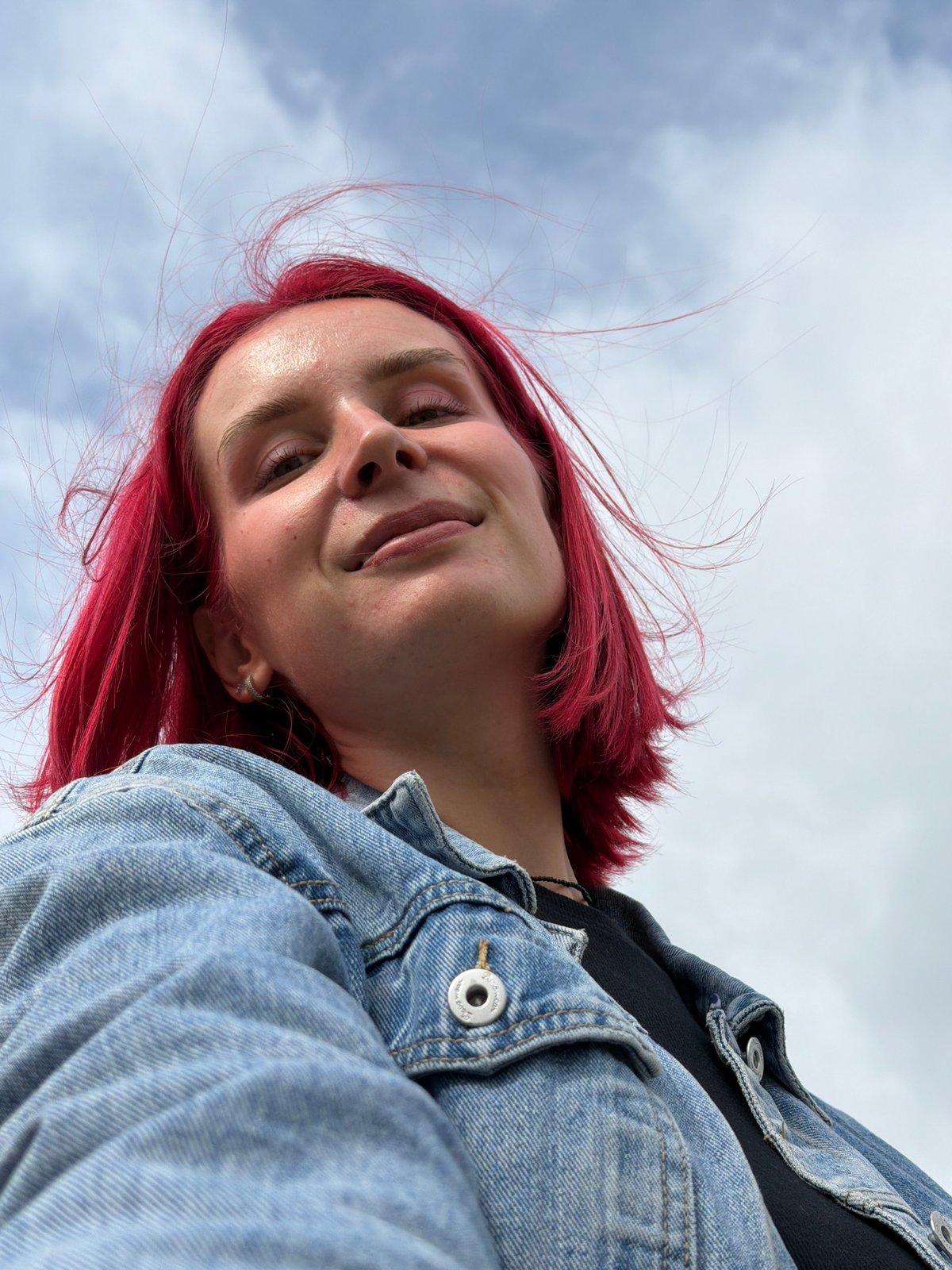 Outdoor photo session with red-haired subject and dog in Chaikovsky