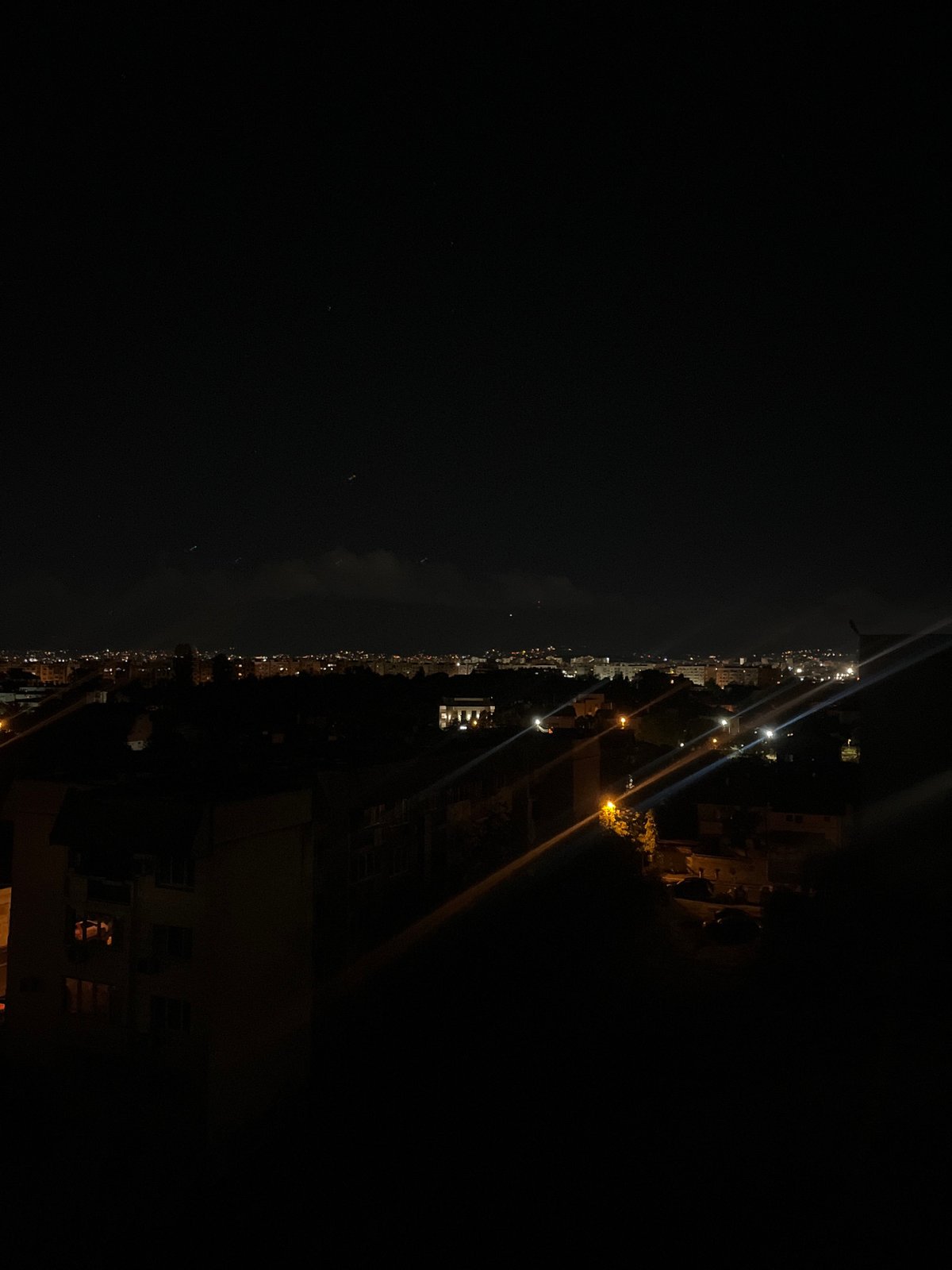 Nighttime cityscape views captured across Sofia, Bulgaria