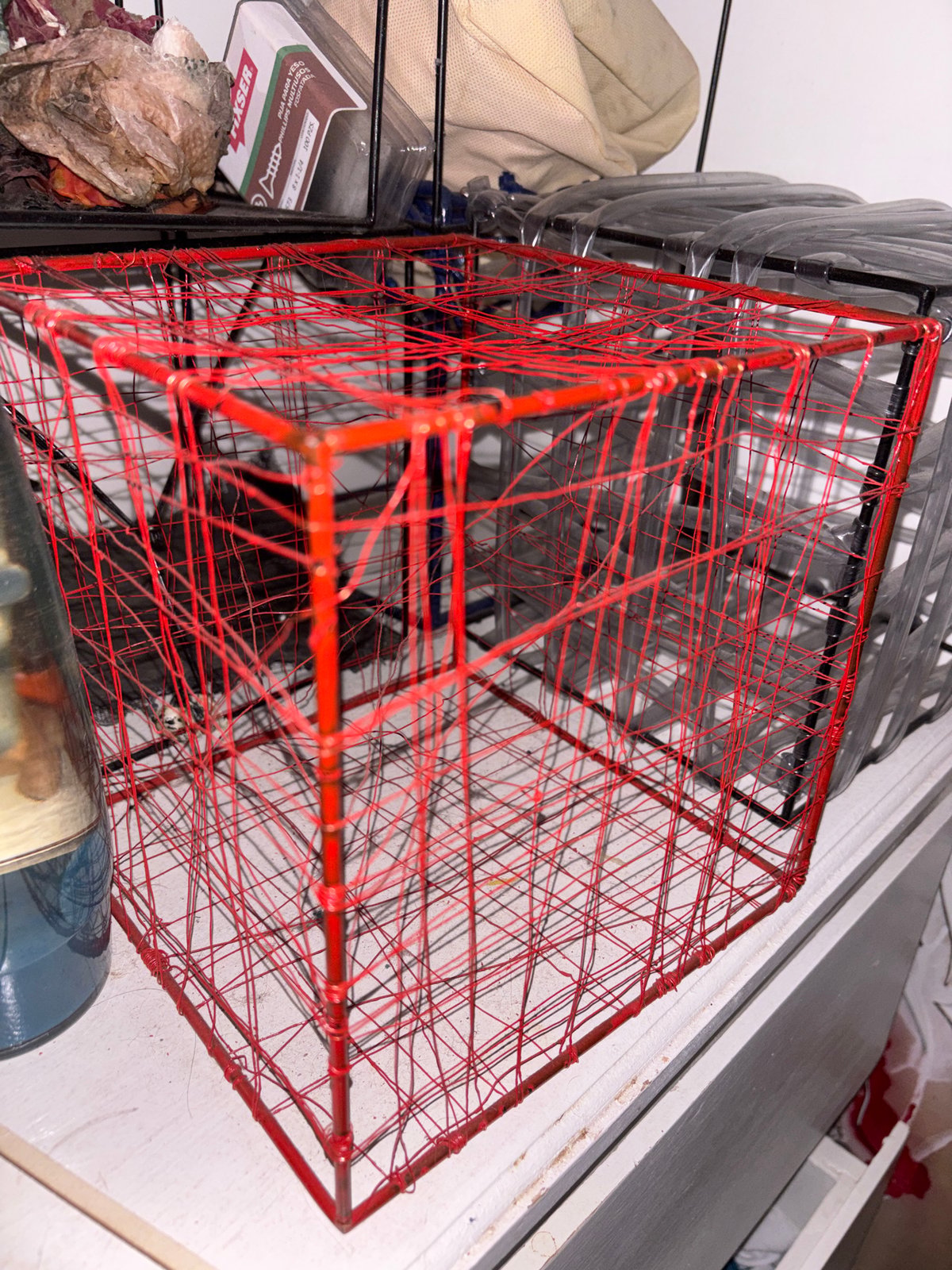 Red wireframe pyramid object spotted in Mexico City indoor location