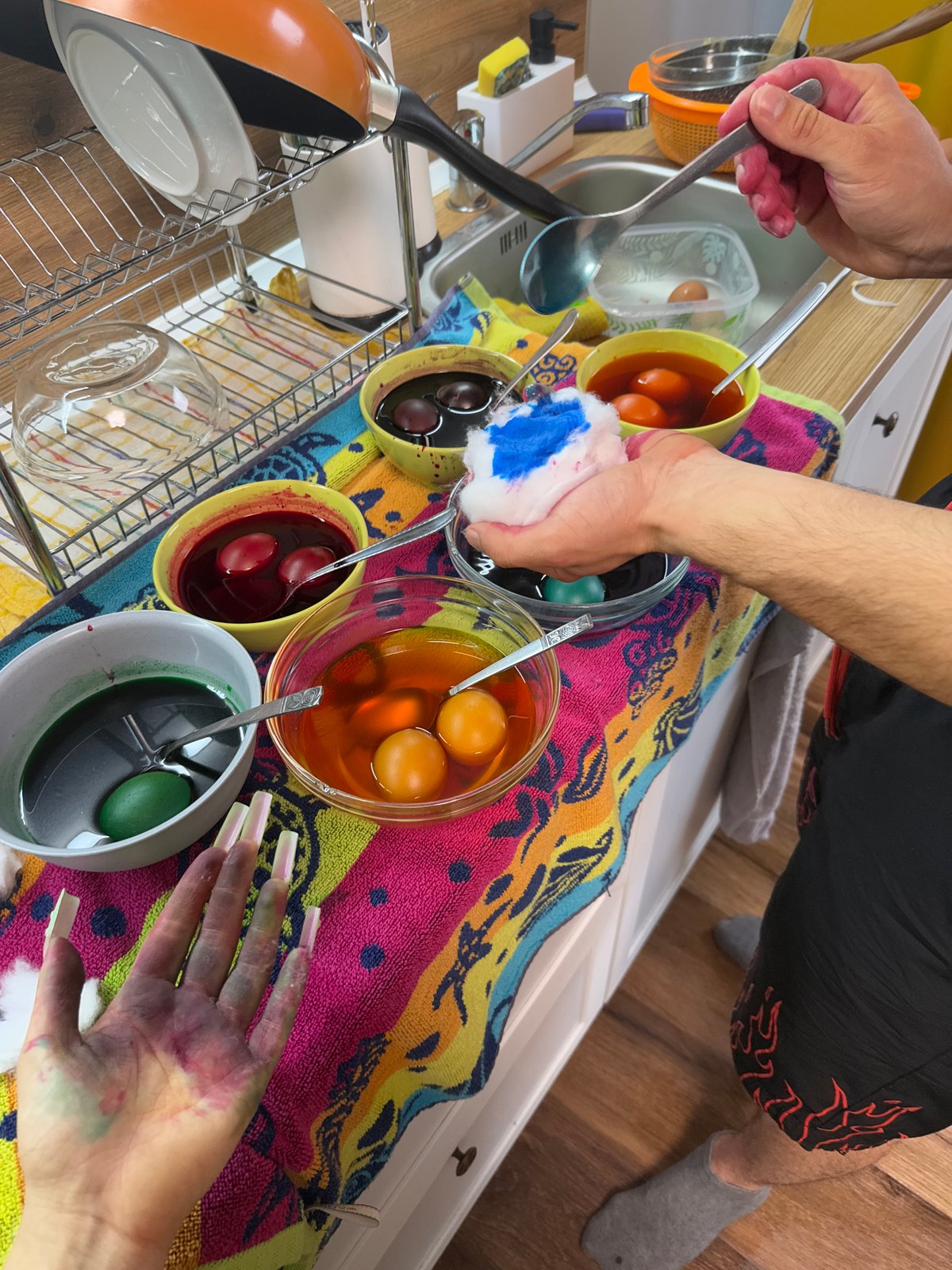 Easter egg dyeing observed in Sofia home
