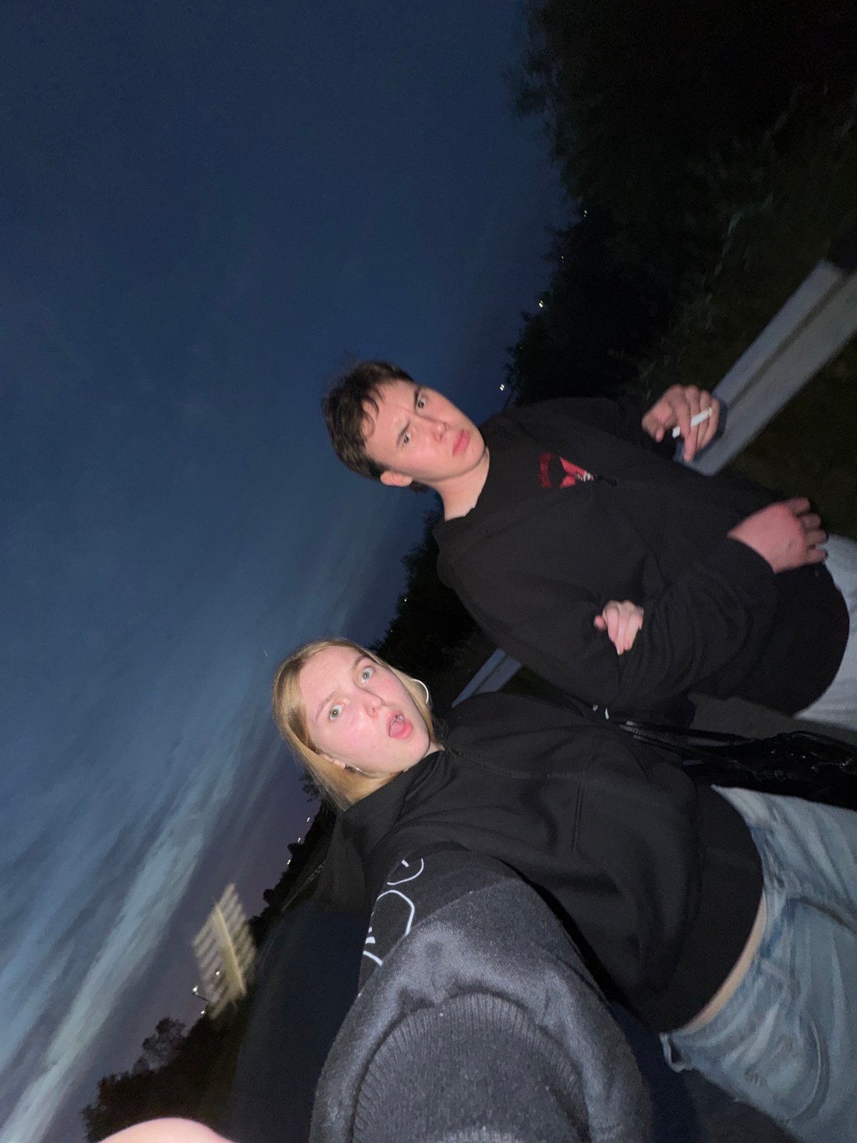 Hanging out on a road at dusk near Ryabinino