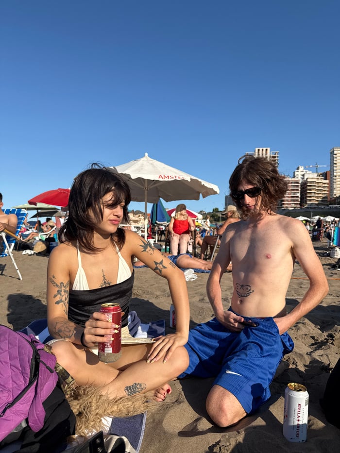 Crowded sunny beach day captured in Mar del Plata Argentina