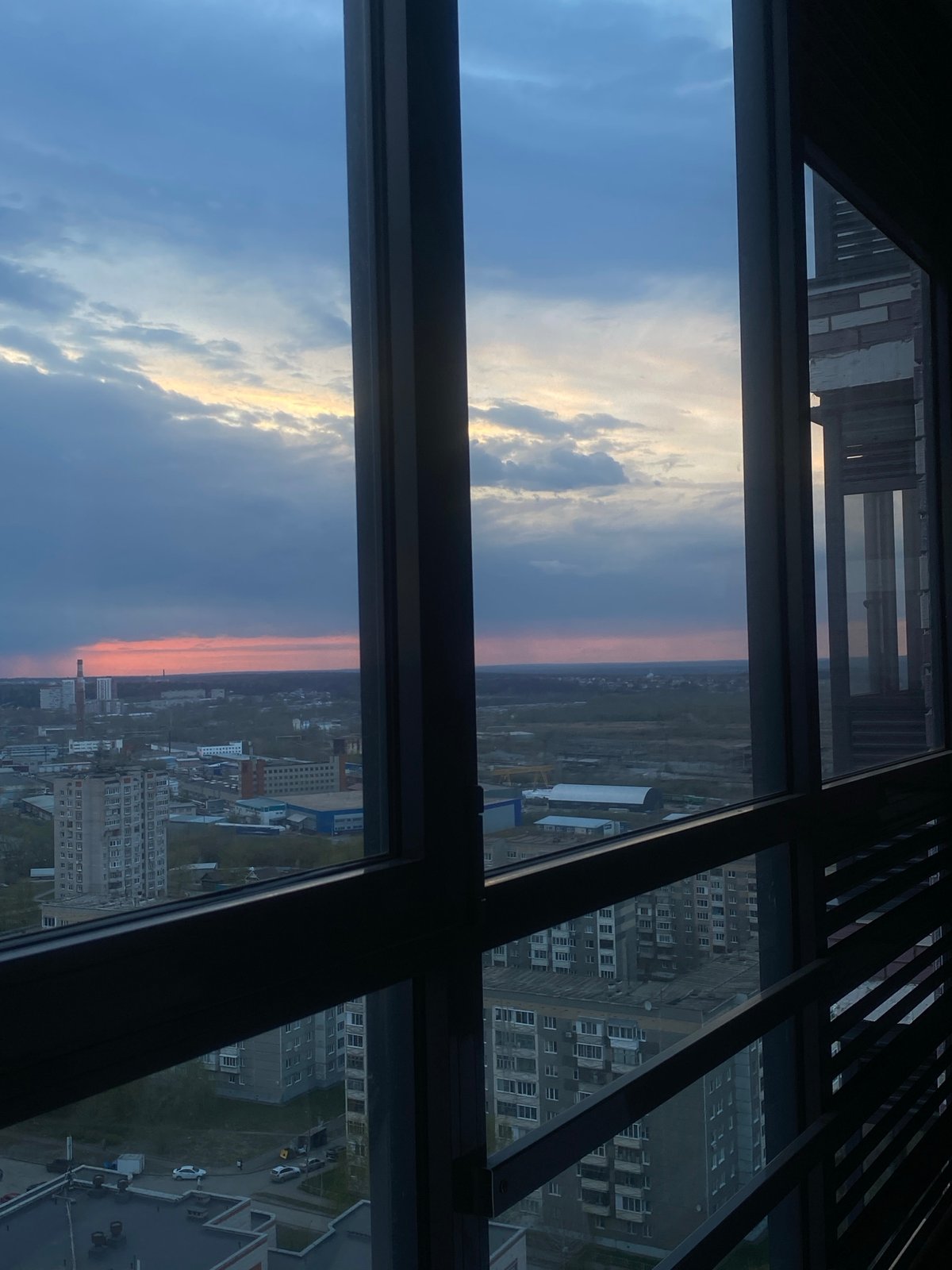 Urban view captured from high building window in Izhevsk