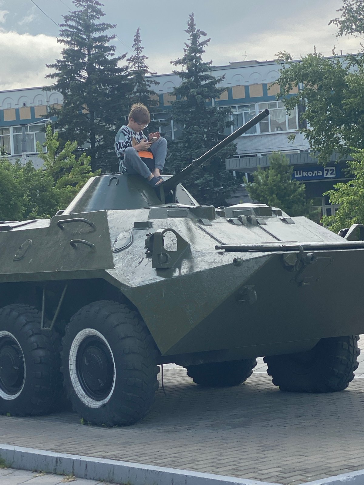 Soviet-era military hardware on open-air display in Novokuznetsk