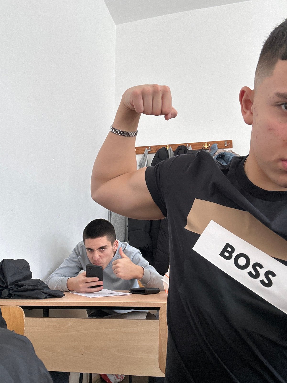 Young men play games, socialize in Zlatograd classrooms
