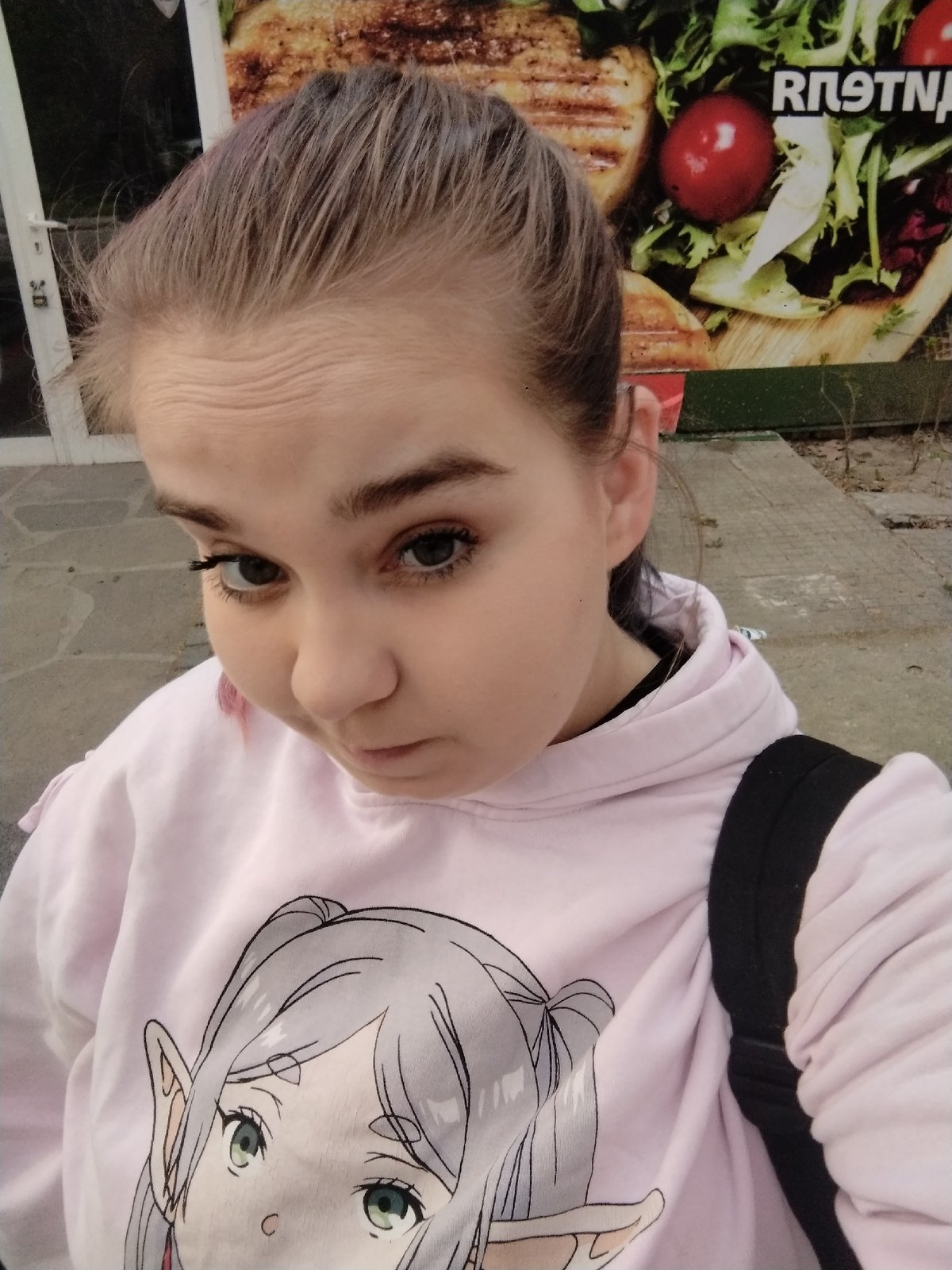Woman takes selfies, pets stray dogs in Plovdiv morning
