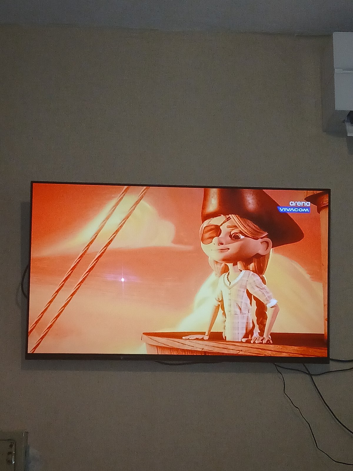 Television displays cartoon character in Bulgarian home