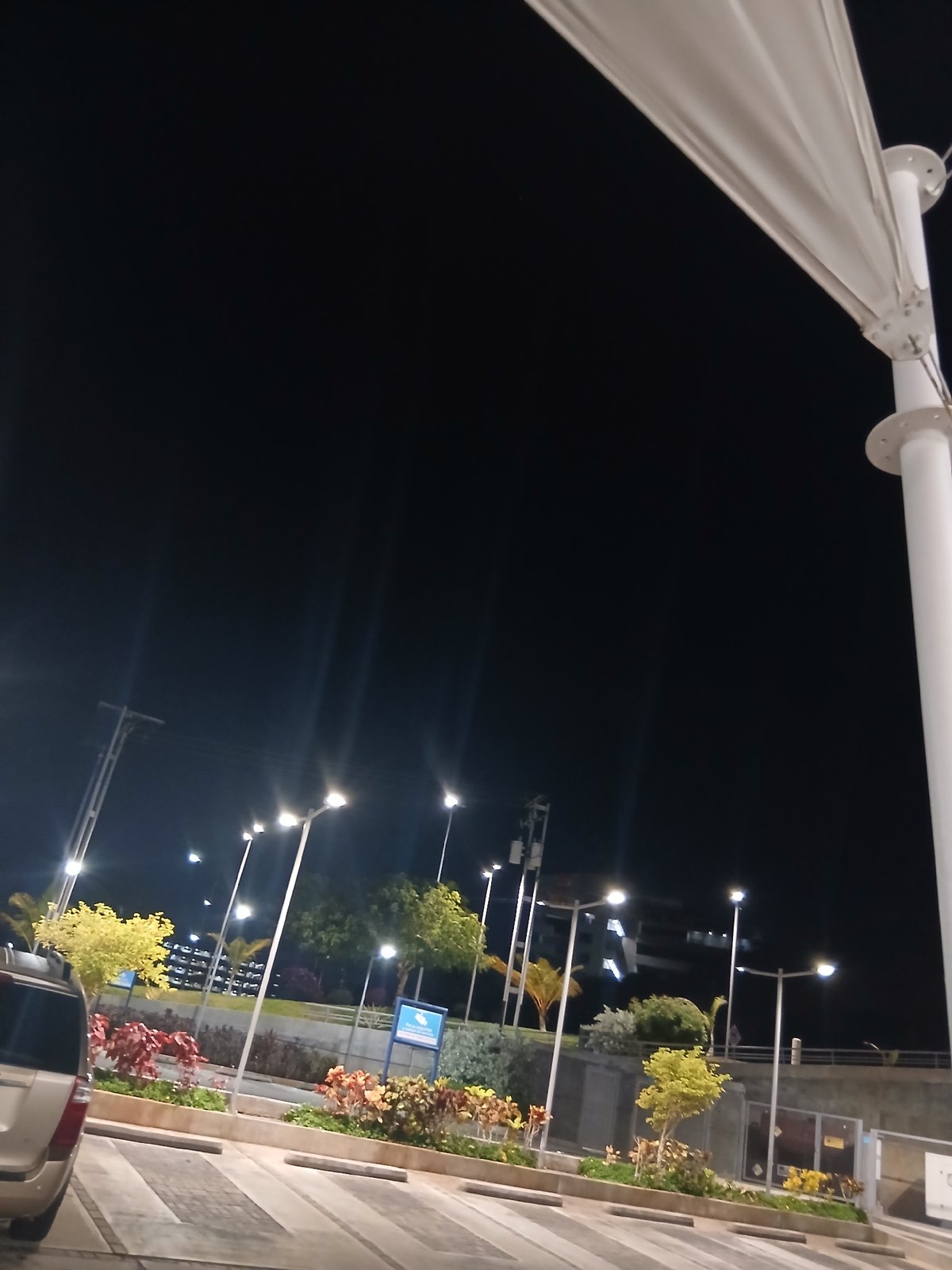 Nighttime scenes documented in Pampatar, Venezuela streets and architecture