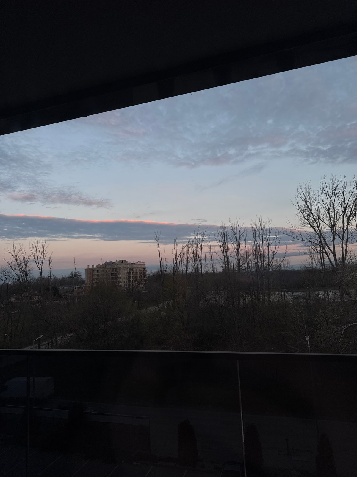 Dawn cityscape view captured from Plovdiv building window